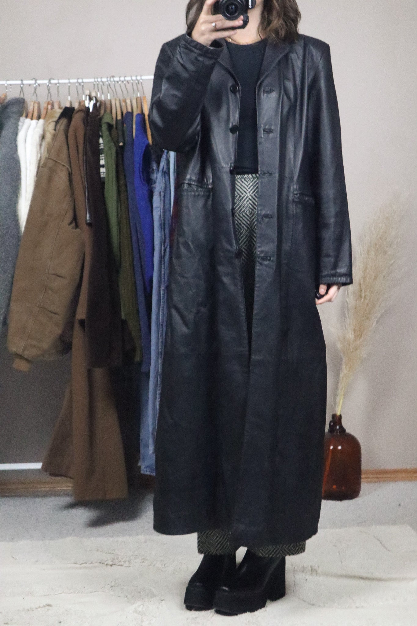 Vintage x Leather Trench Coat (M)
