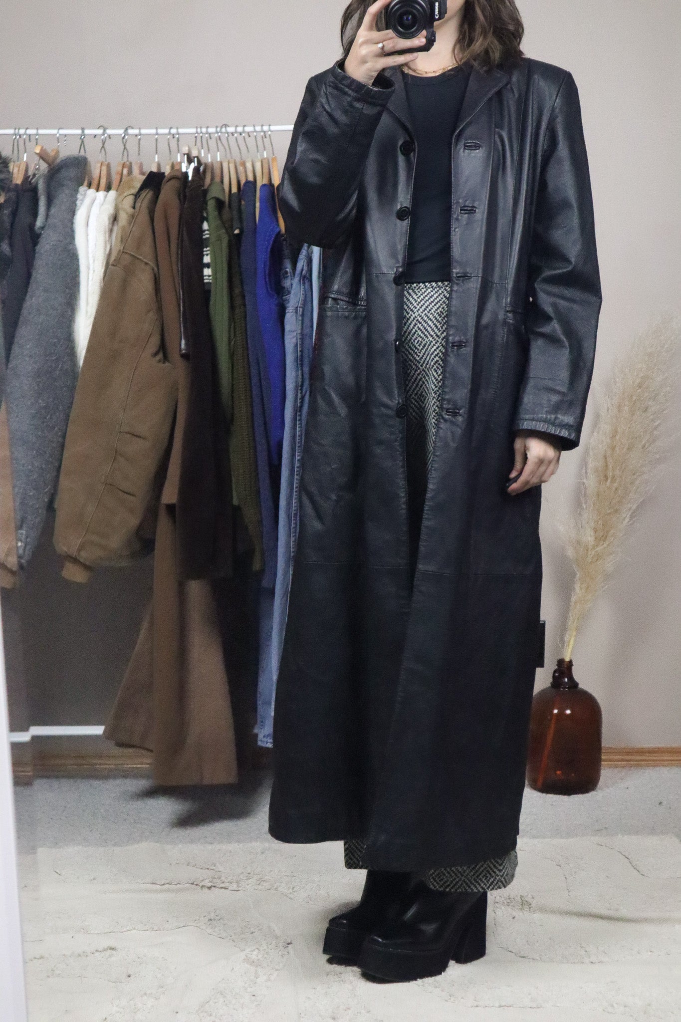 Vintage x Leather Trench Coat (M)