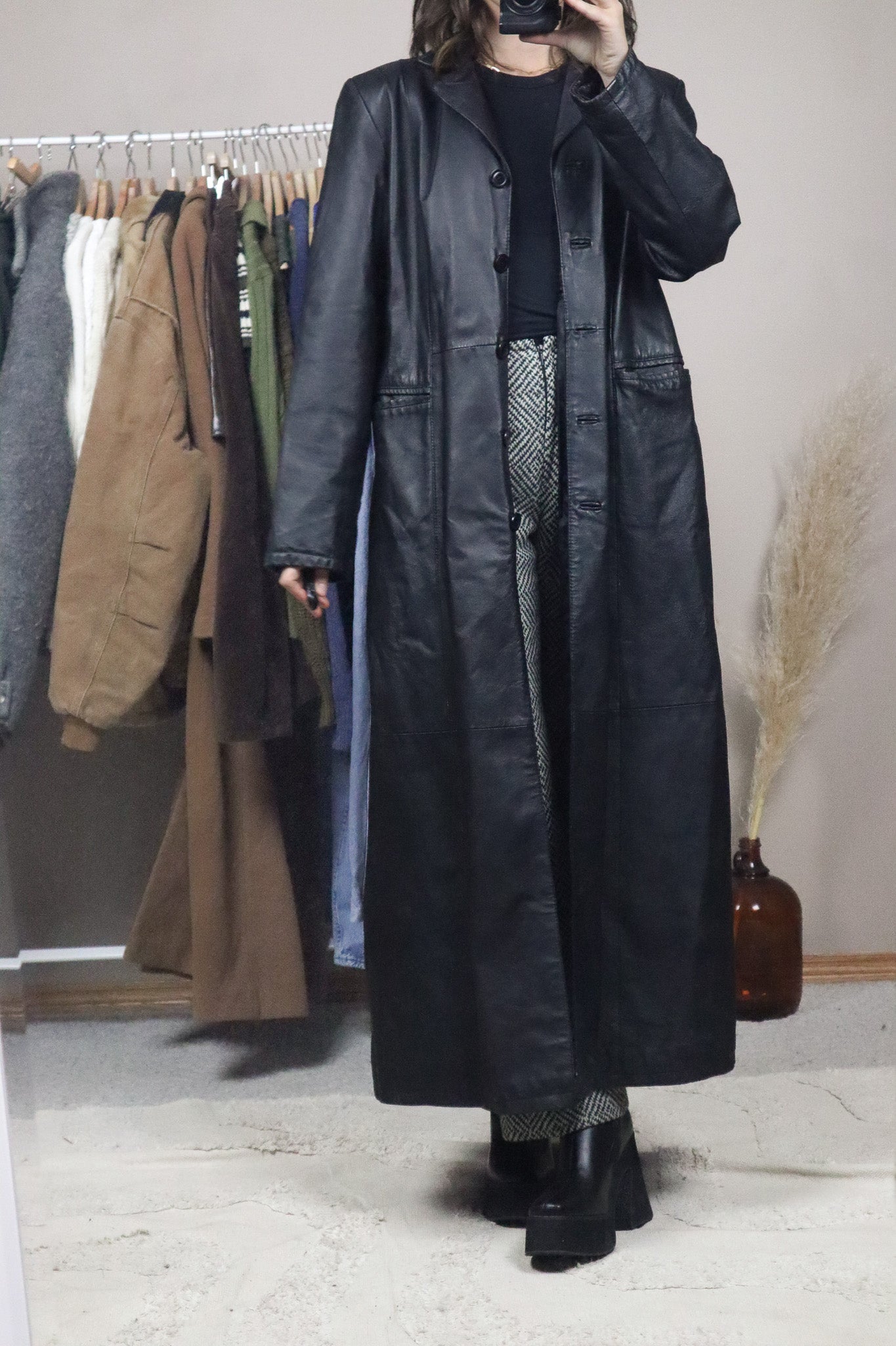 Vintage x Leather Trench Coat (M)