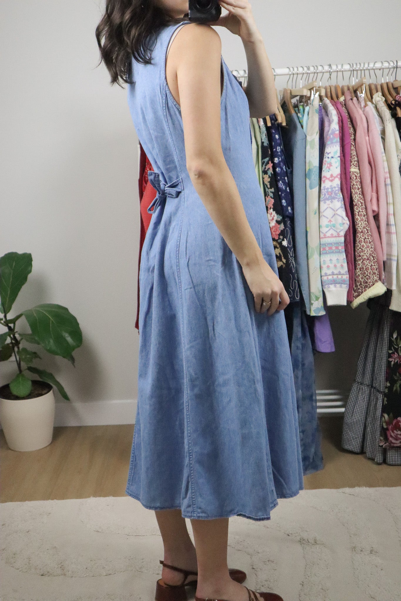 Vintage x Denim Floral Button Up Maxi Dress (6)