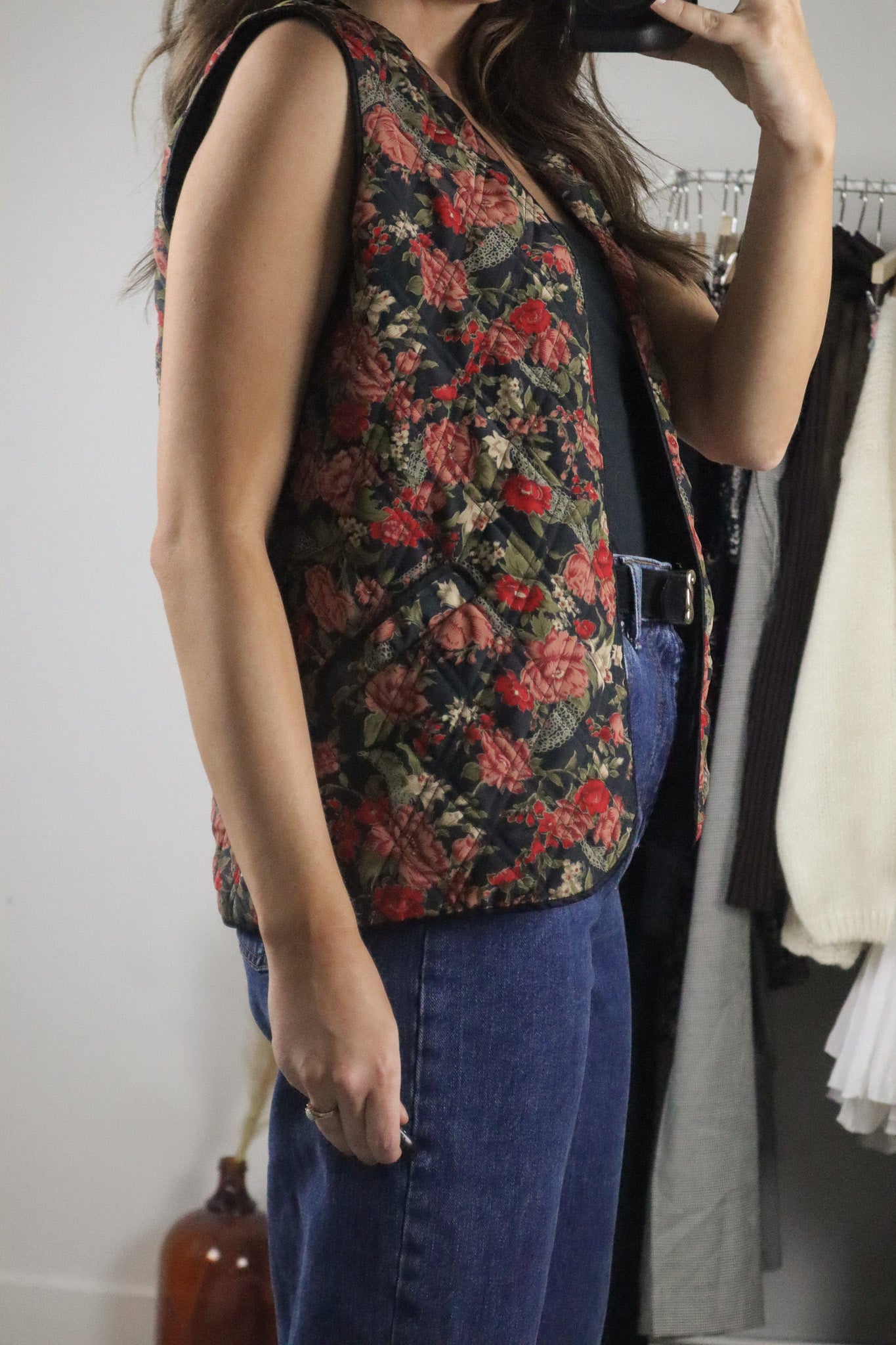 Vintage x Quilted Floral Vest (M)