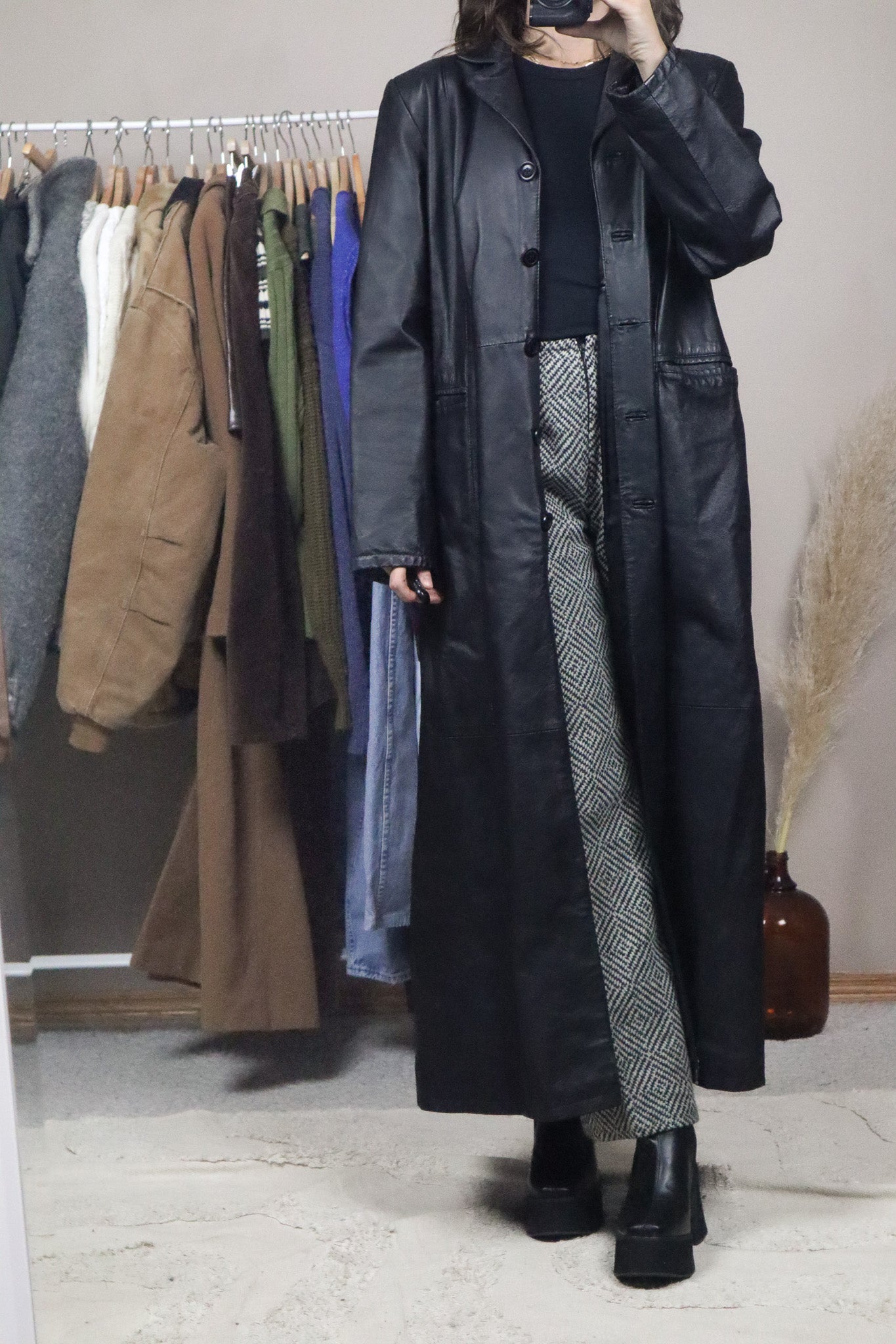 Vintage x Leather Trench Coat (M)