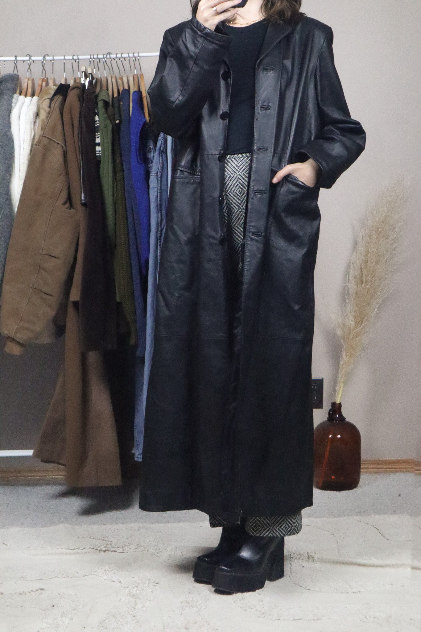 Vintage x Leather Trench Coat (M)