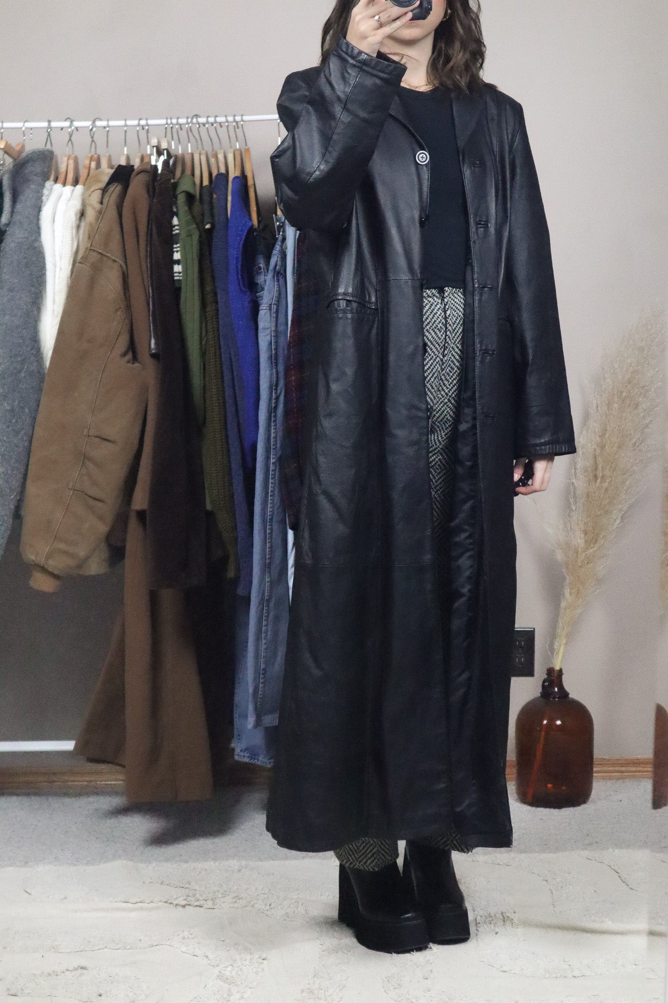 Vintage x Leather Trench Coat (M)