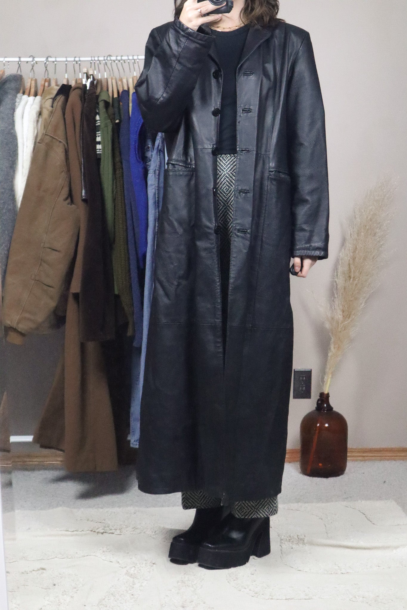 Vintage x Leather Trench Coat (M)