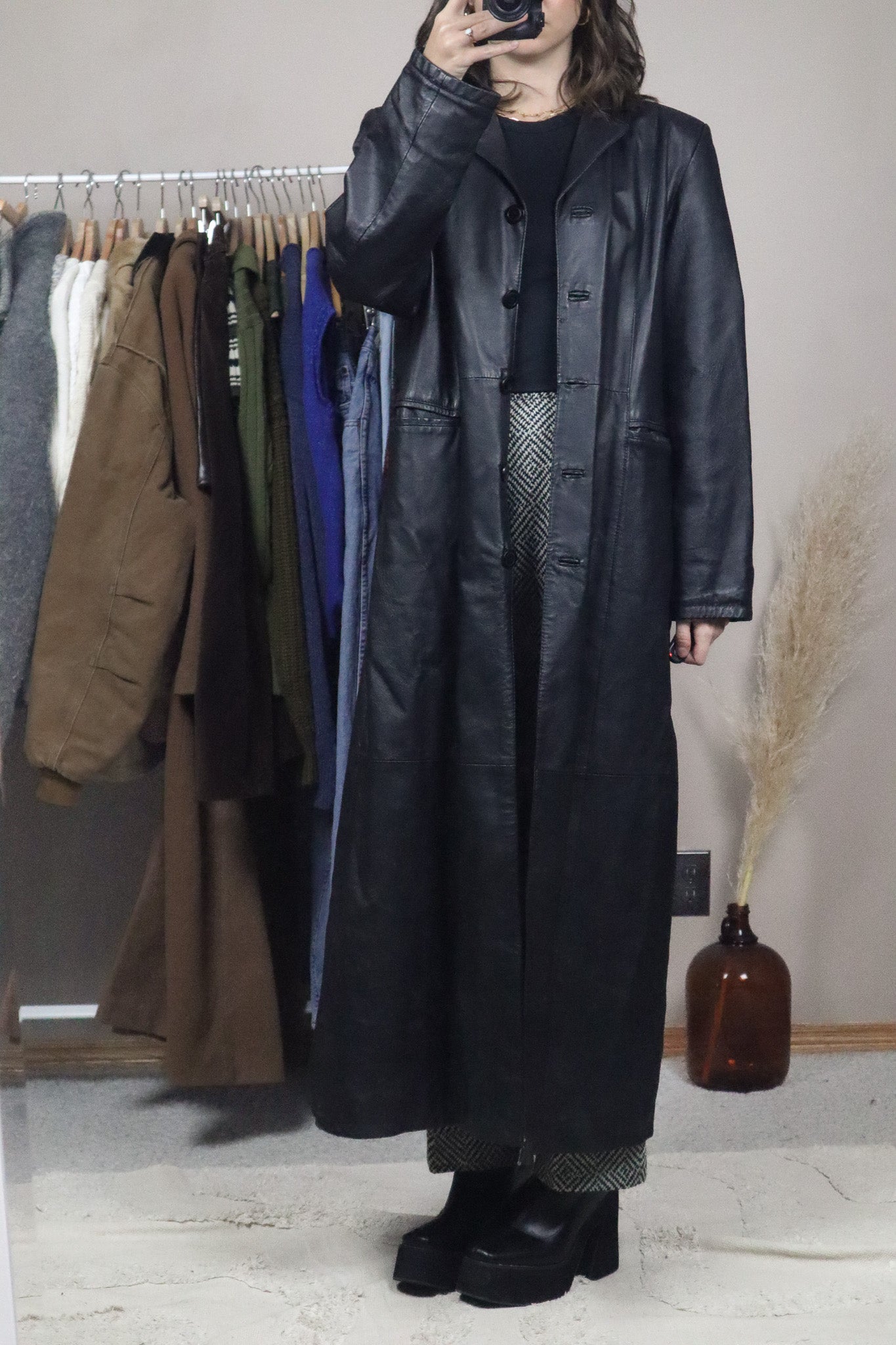 Vintage x Leather Trench Coat (M)