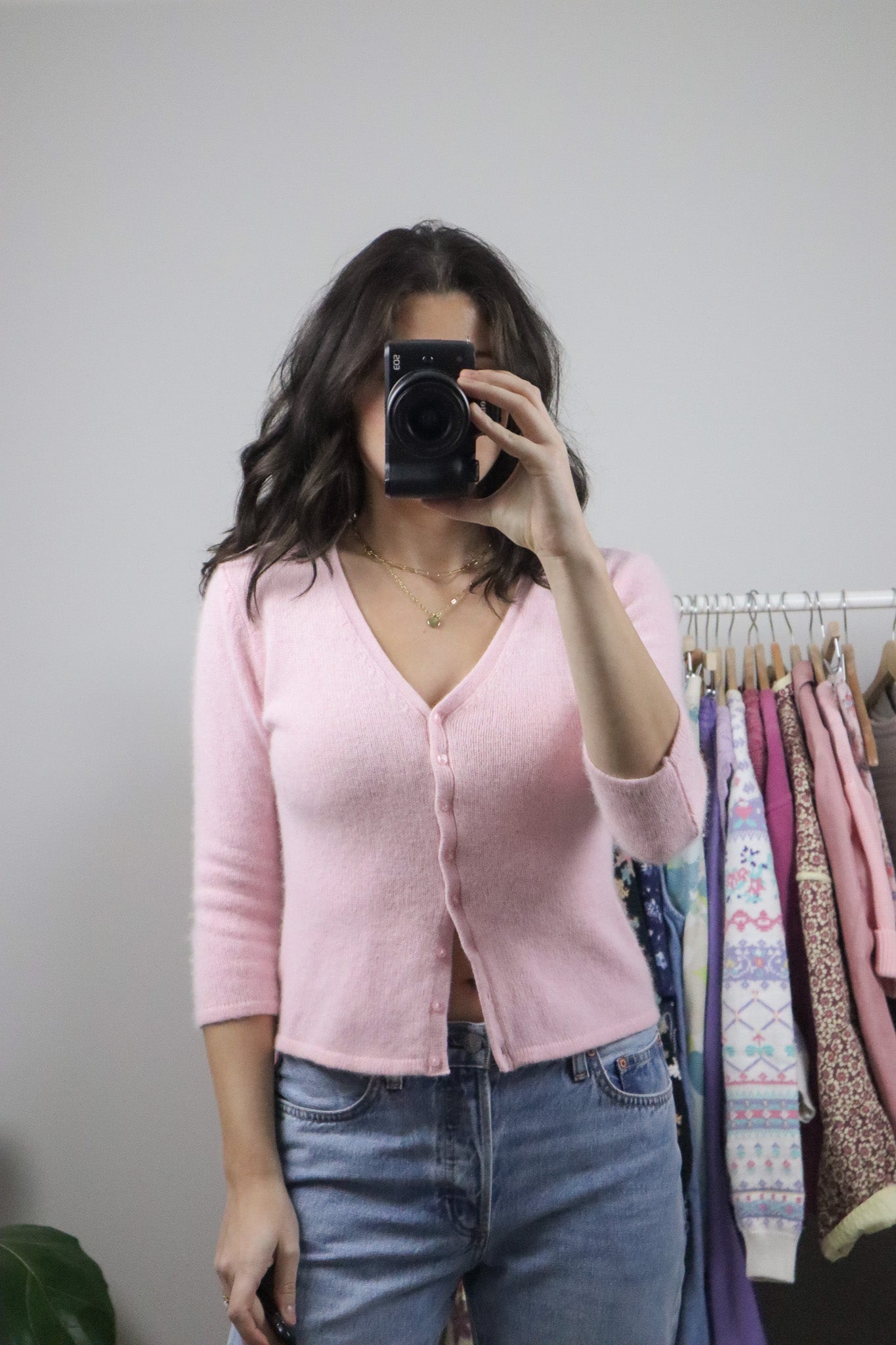 Vintage x Fuzzy 3/4 Sleeve Cardigan (S)