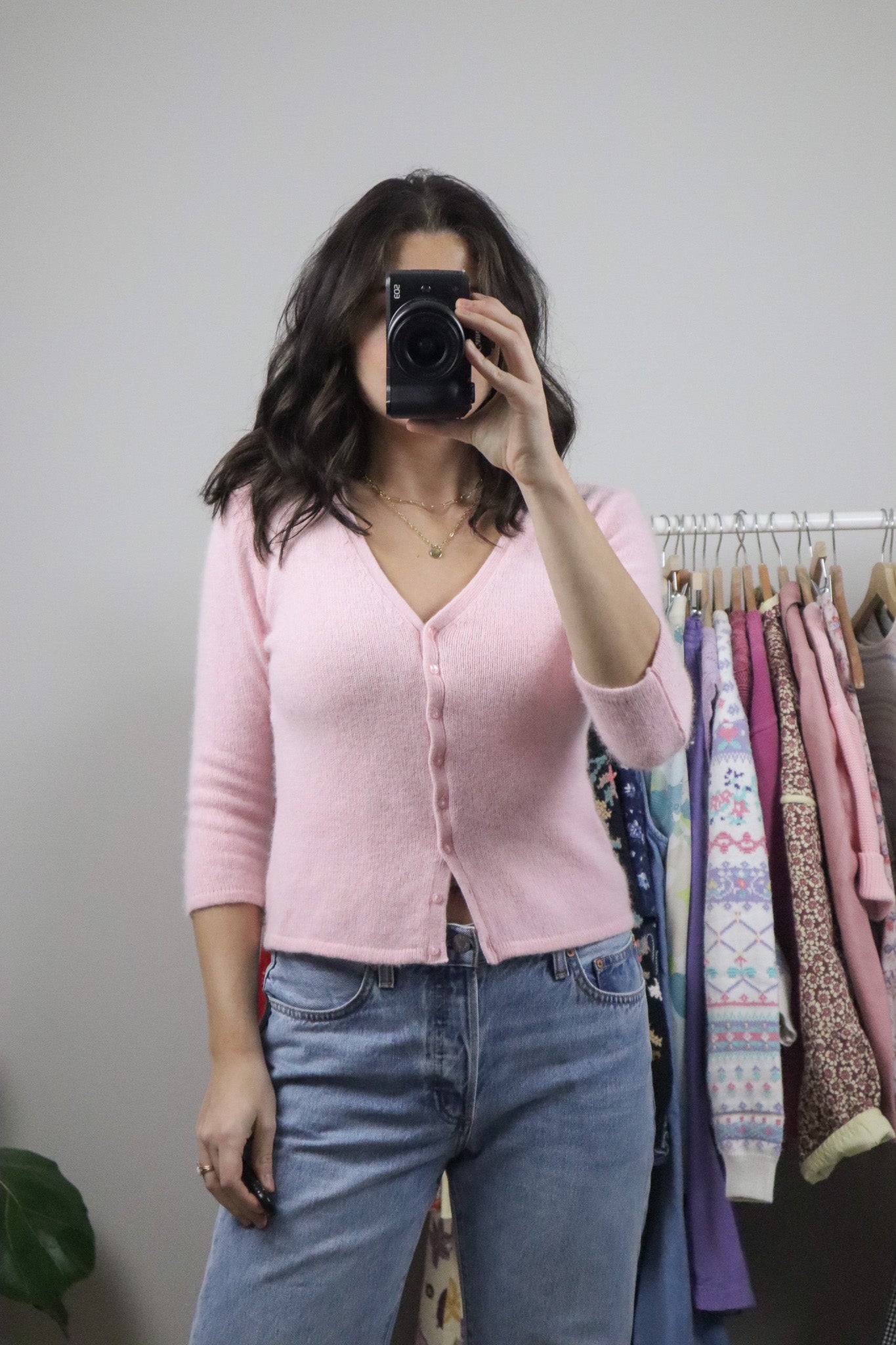 Vintage x Fuzzy 3/4 Sleeve Cardigan (S)