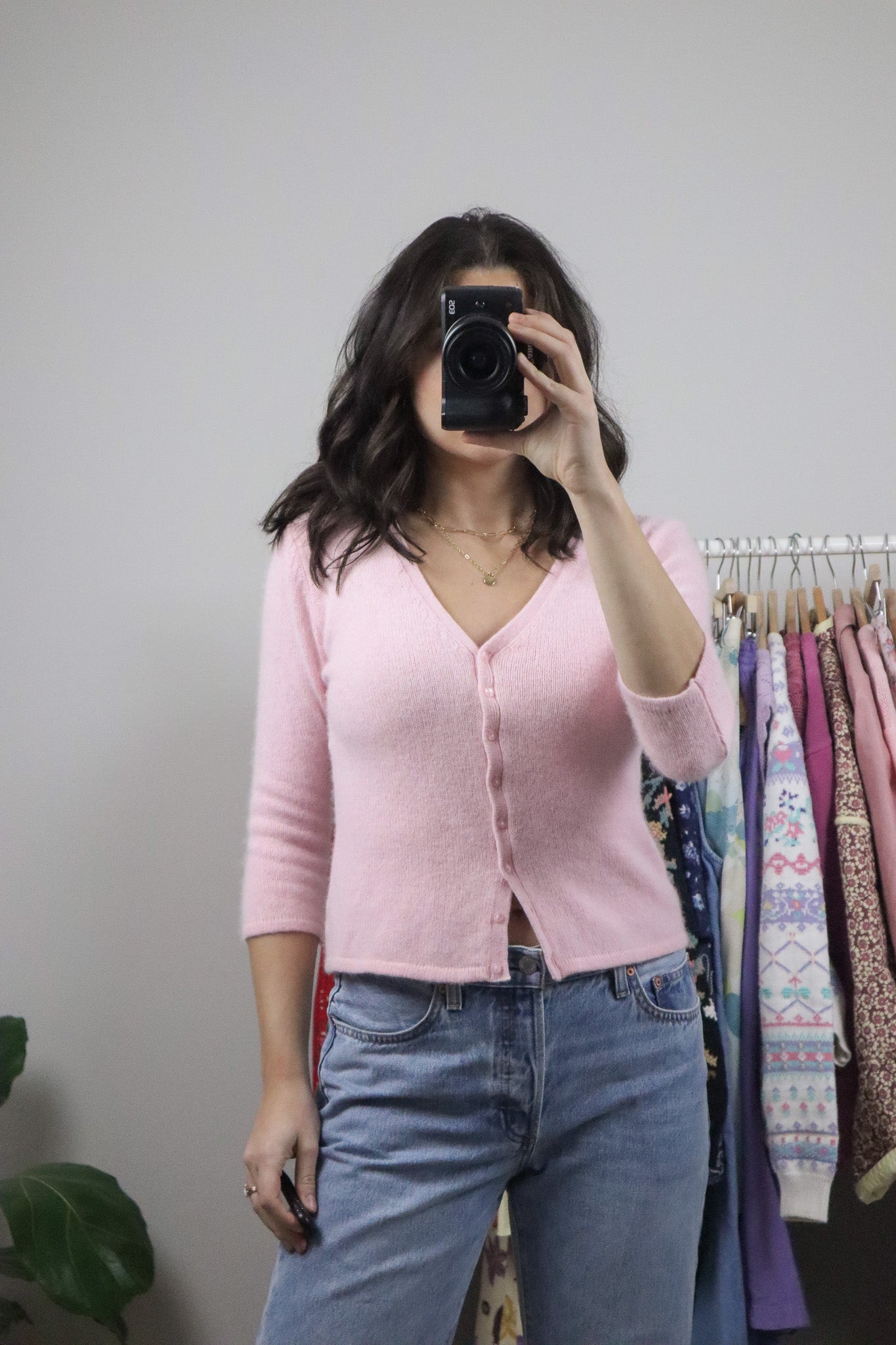 Vintage x Fuzzy 3/4 Sleeve Cardigan (S)