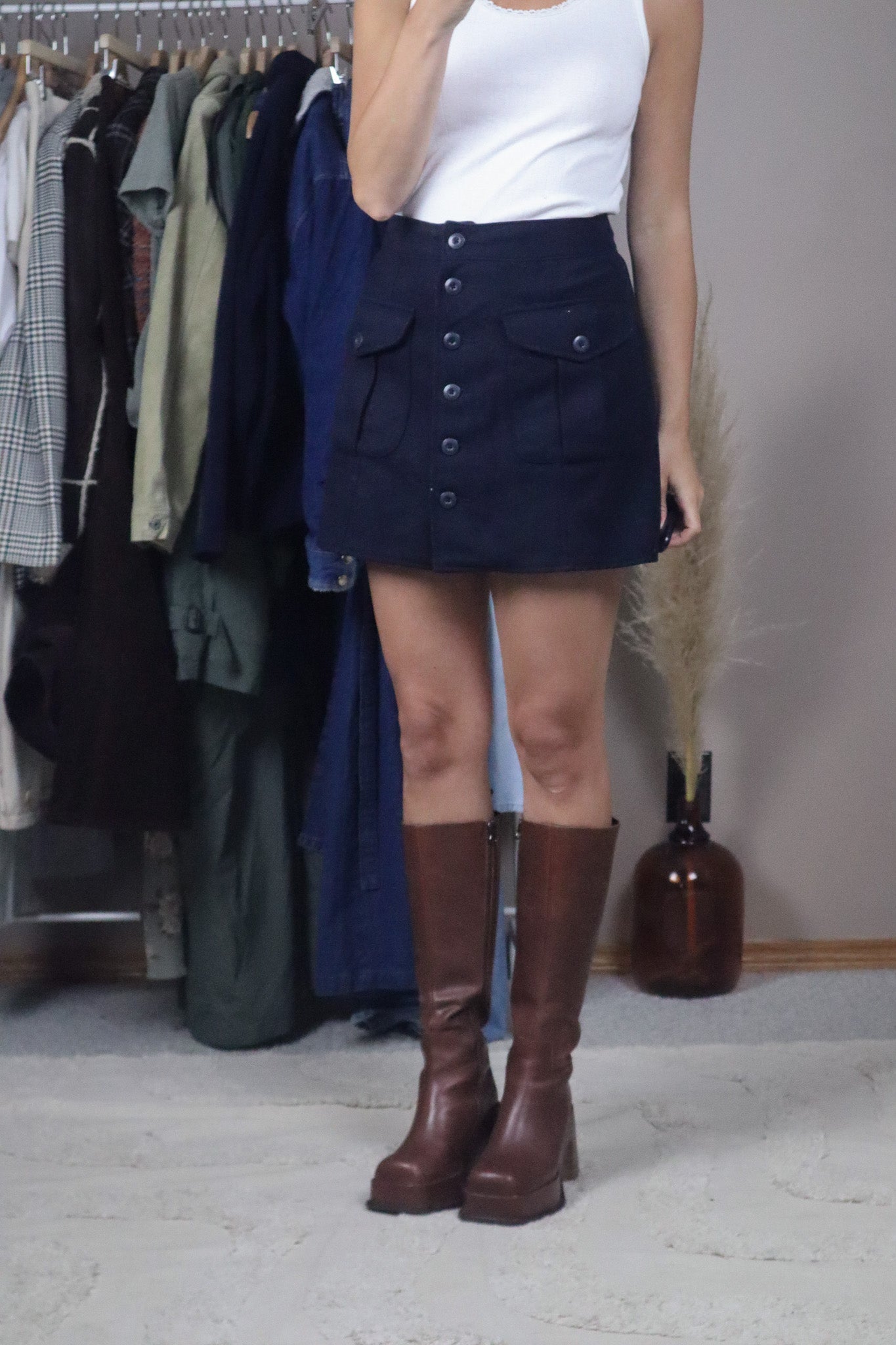 Vintage x Wool Button Skirt (30)