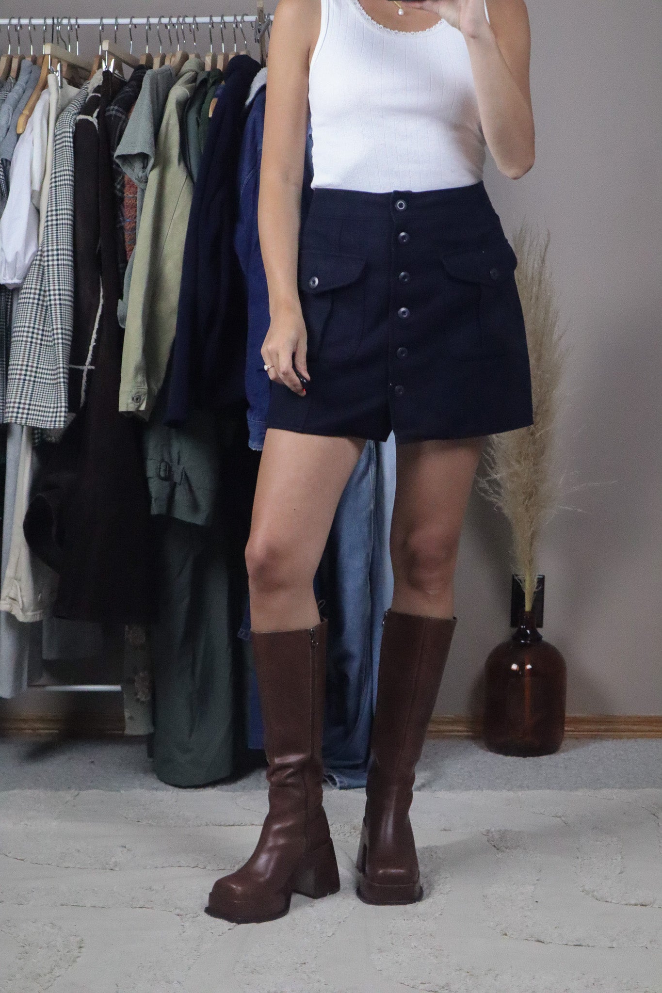Vintage x Wool Button Skirt (30)