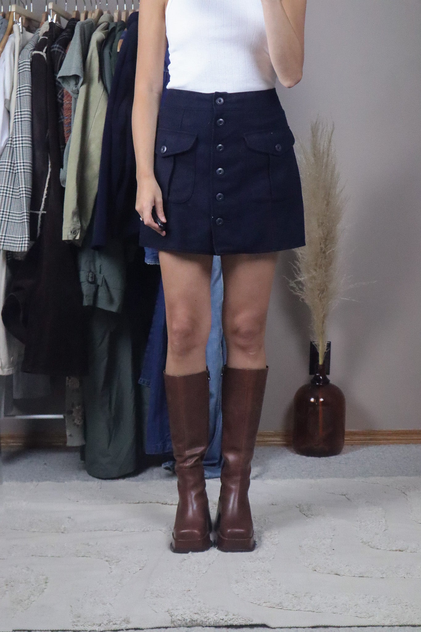 Vintage x Wool Button Skirt (30)