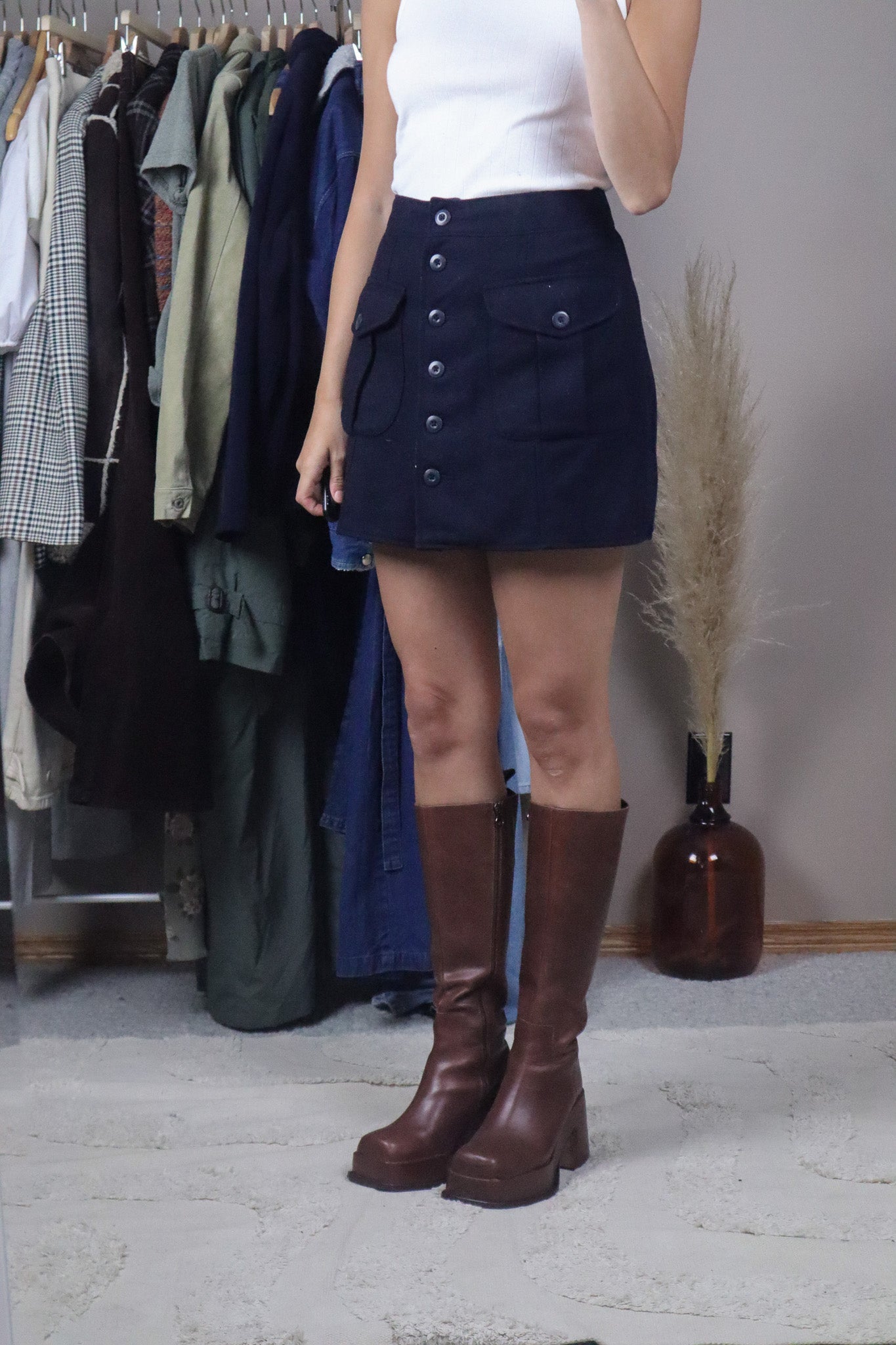 Vintage x Wool Button Skirt (30)