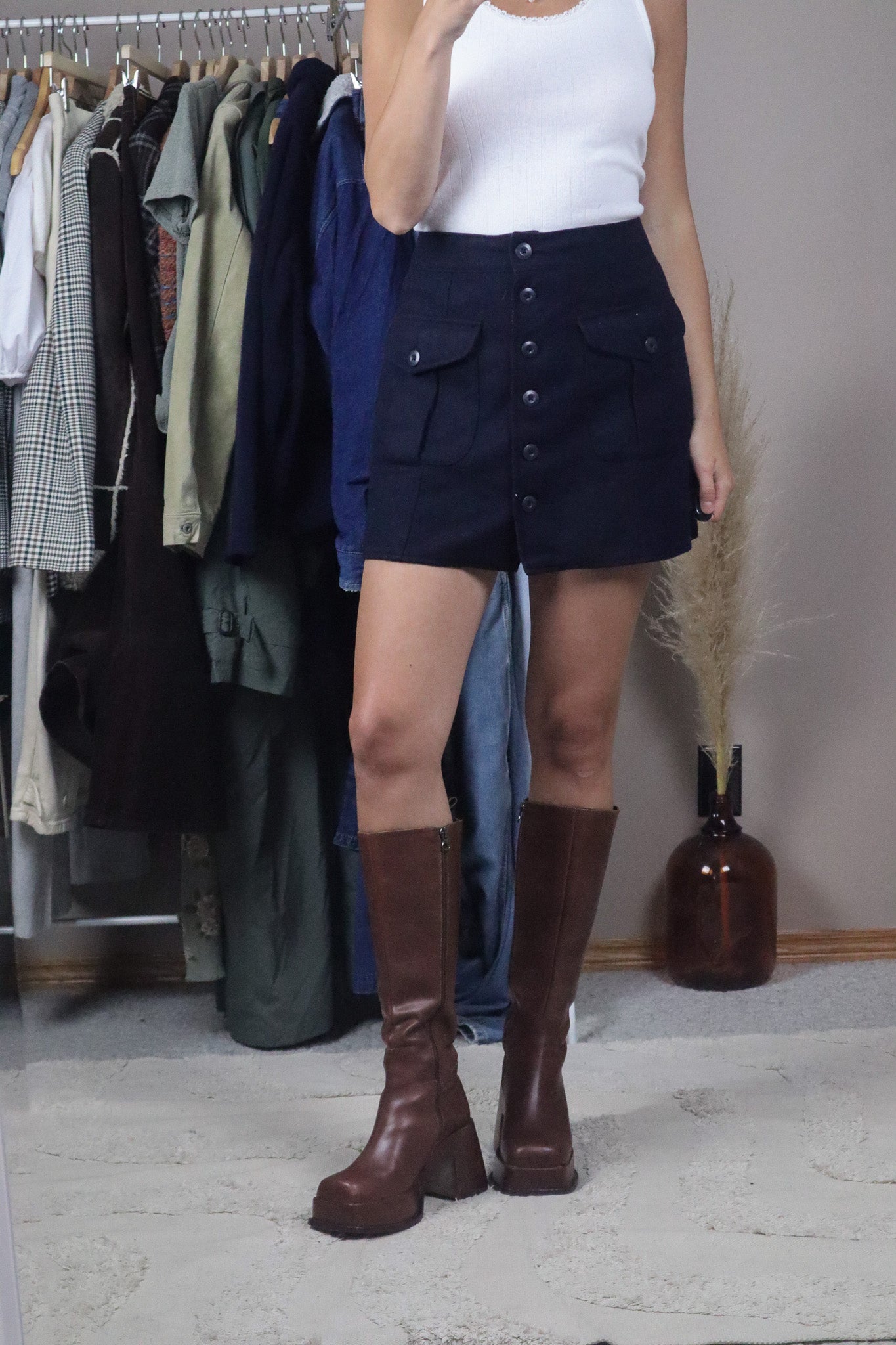 Vintage x Wool Button Skirt (30)