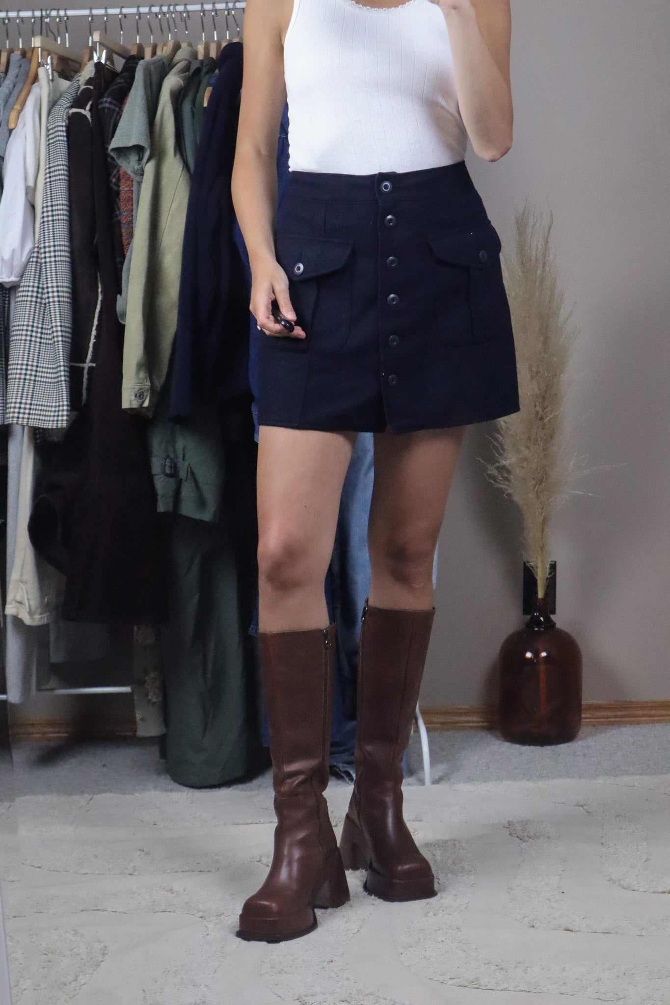 Vintage x Wool Button Skirt (30)