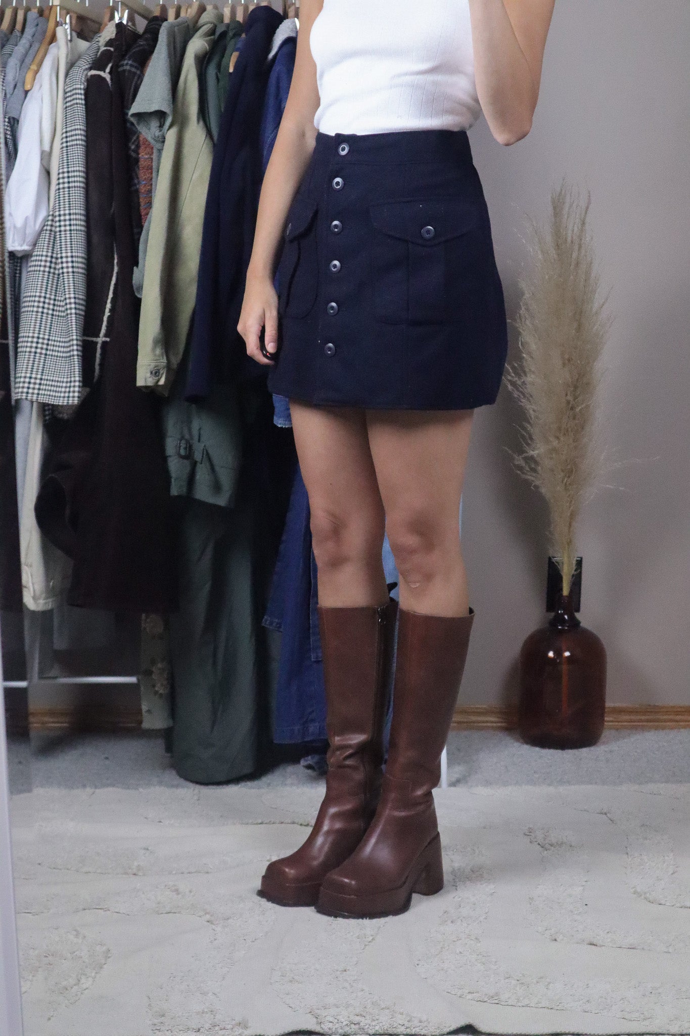 Vintage x Wool Button Skirt (30)