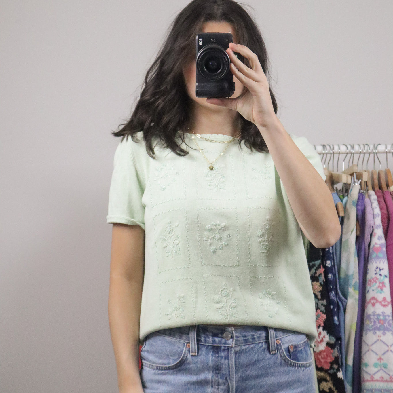 Vintage x Beaded Short-Sleeve Knit (M)