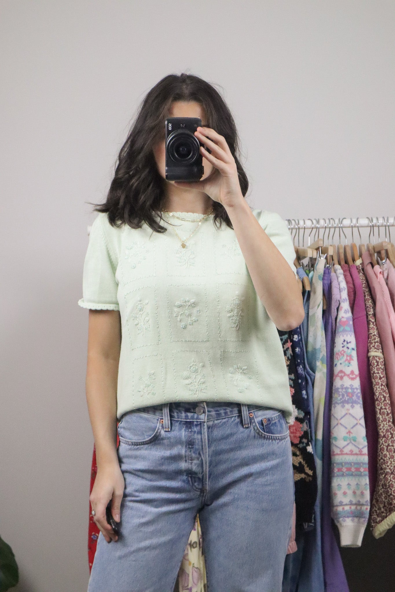 Vintage x Beaded Short-Sleeve Knit (M)