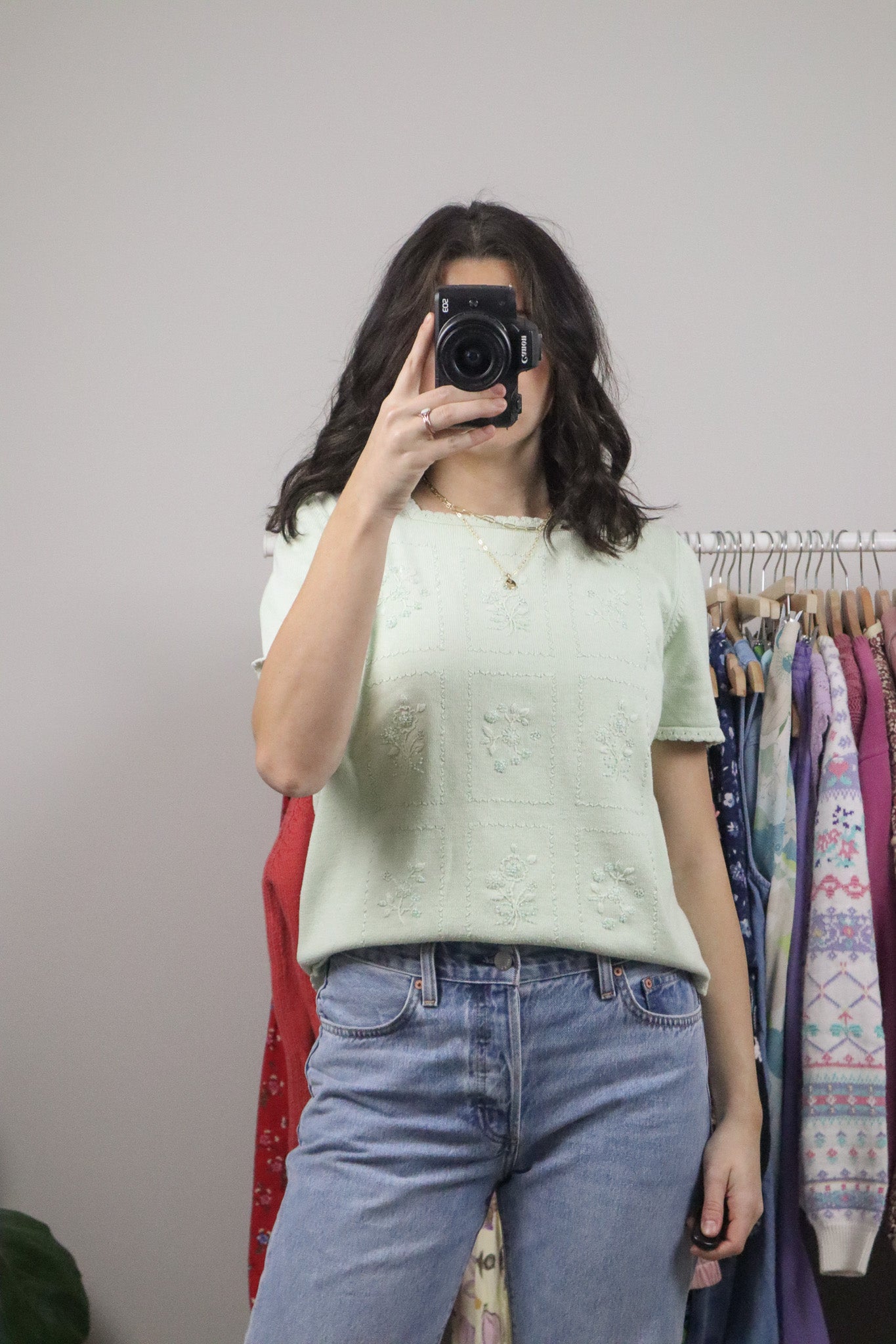 Vintage x Beaded Short-Sleeve Knit (M)