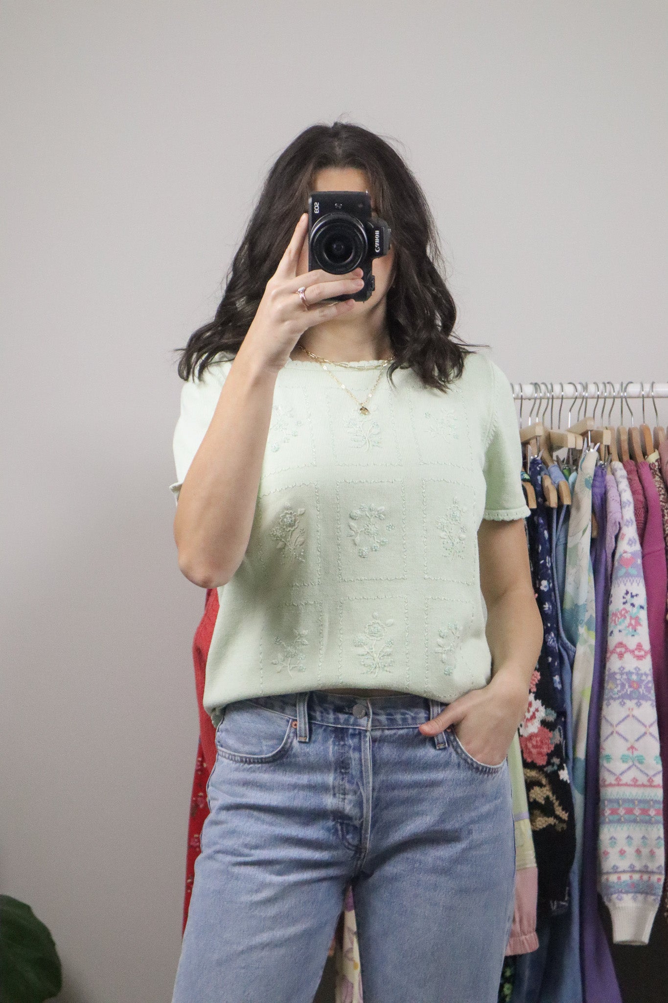 Vintage x Beaded Short-Sleeve Knit (M)