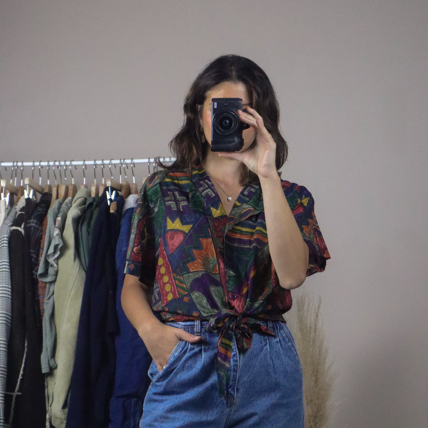 Vintage x Patterned Blouse (M)