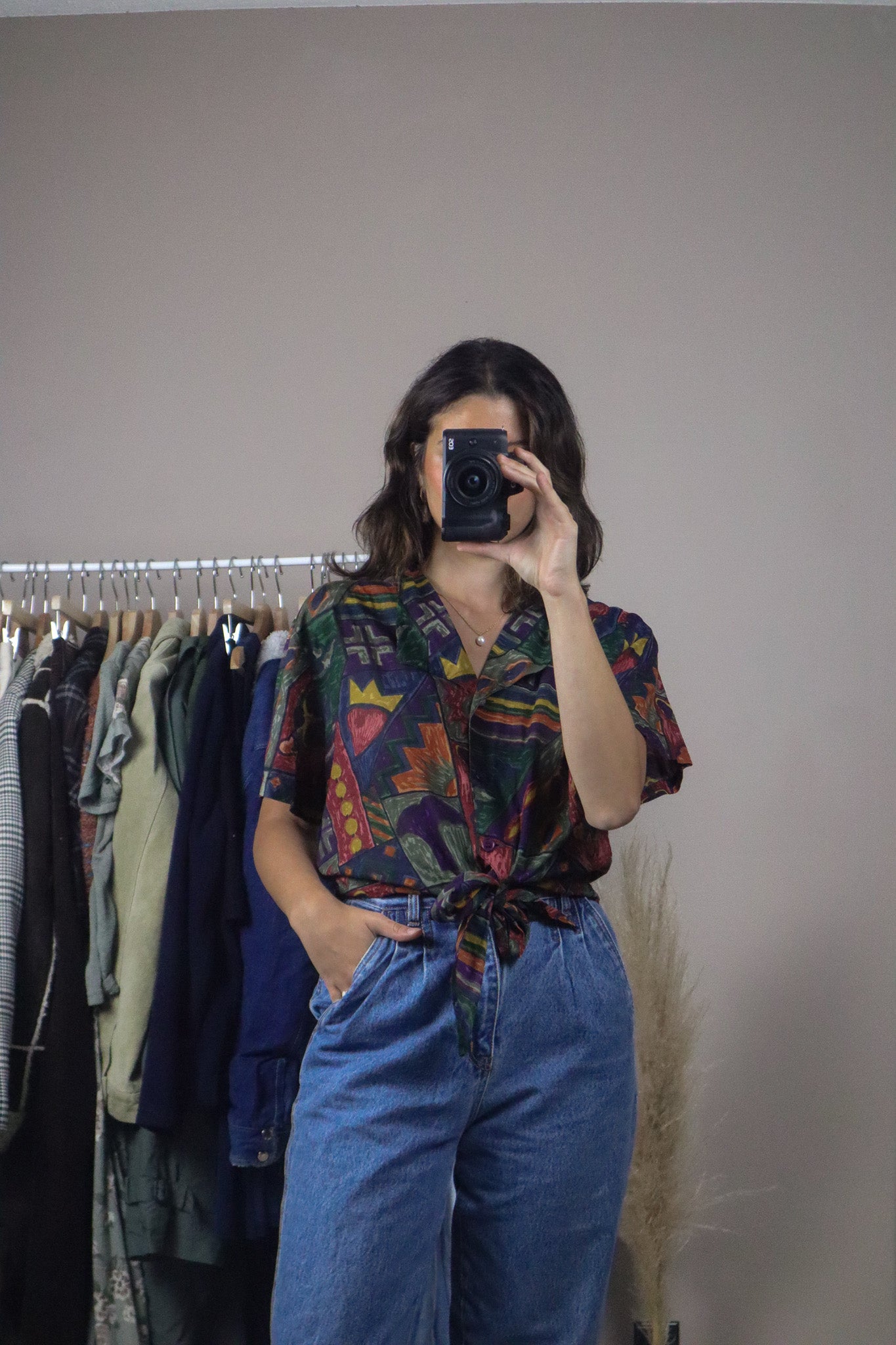 Vintage x Patterned Blouse (M)