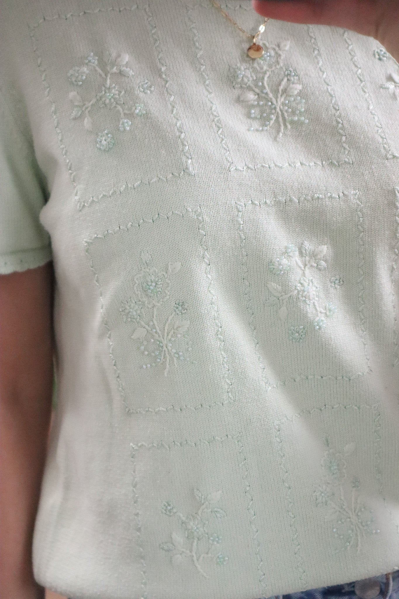 Vintage x Beaded Short-Sleeve Knit (M)