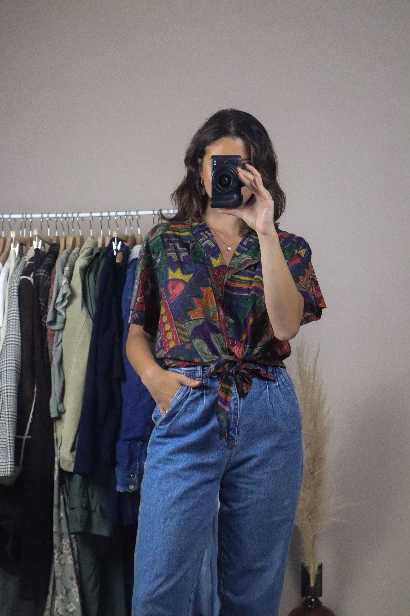 Vintage x Patterned Blouse (M)