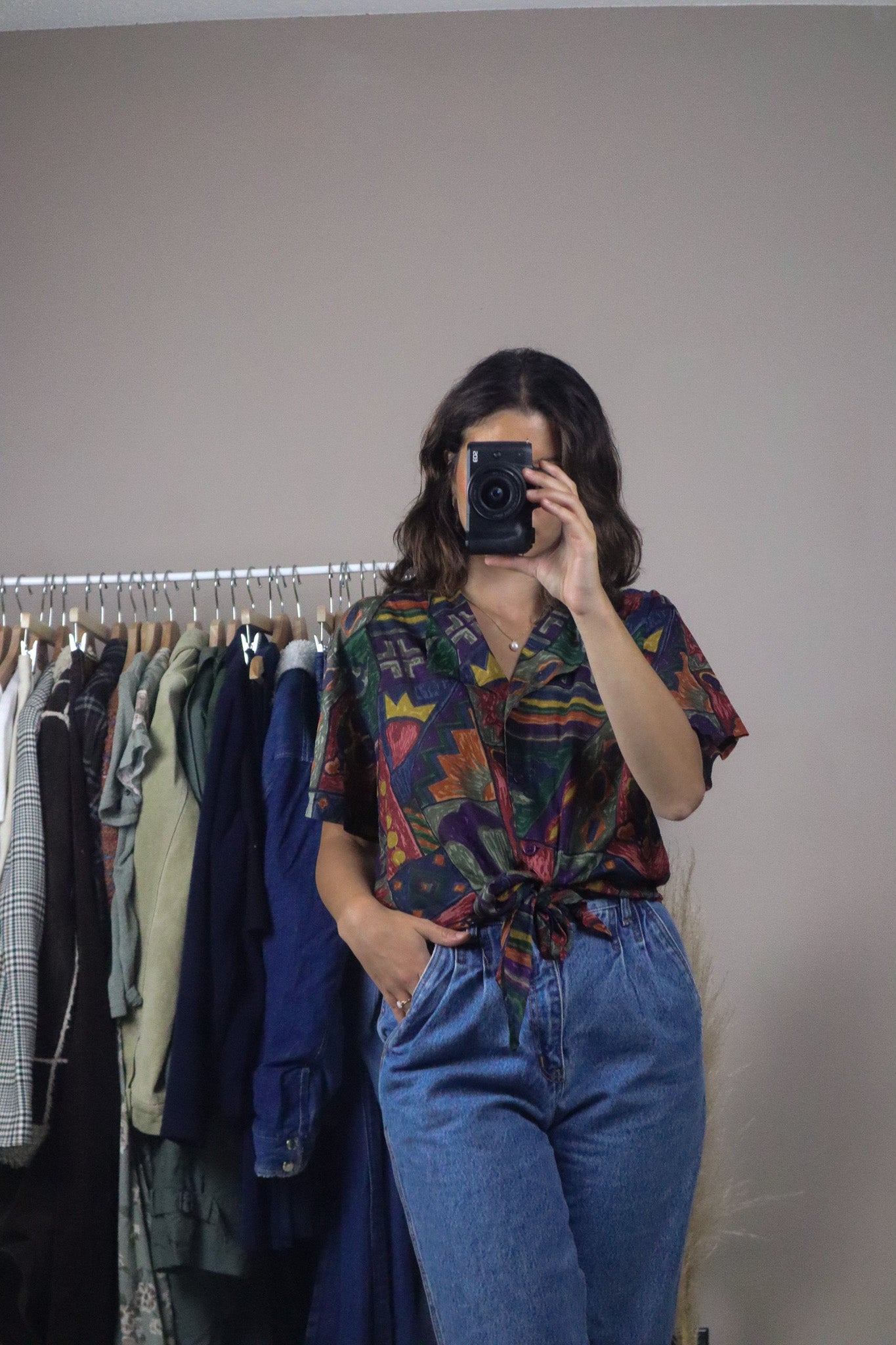 Vintage x Patterned Blouse (M)