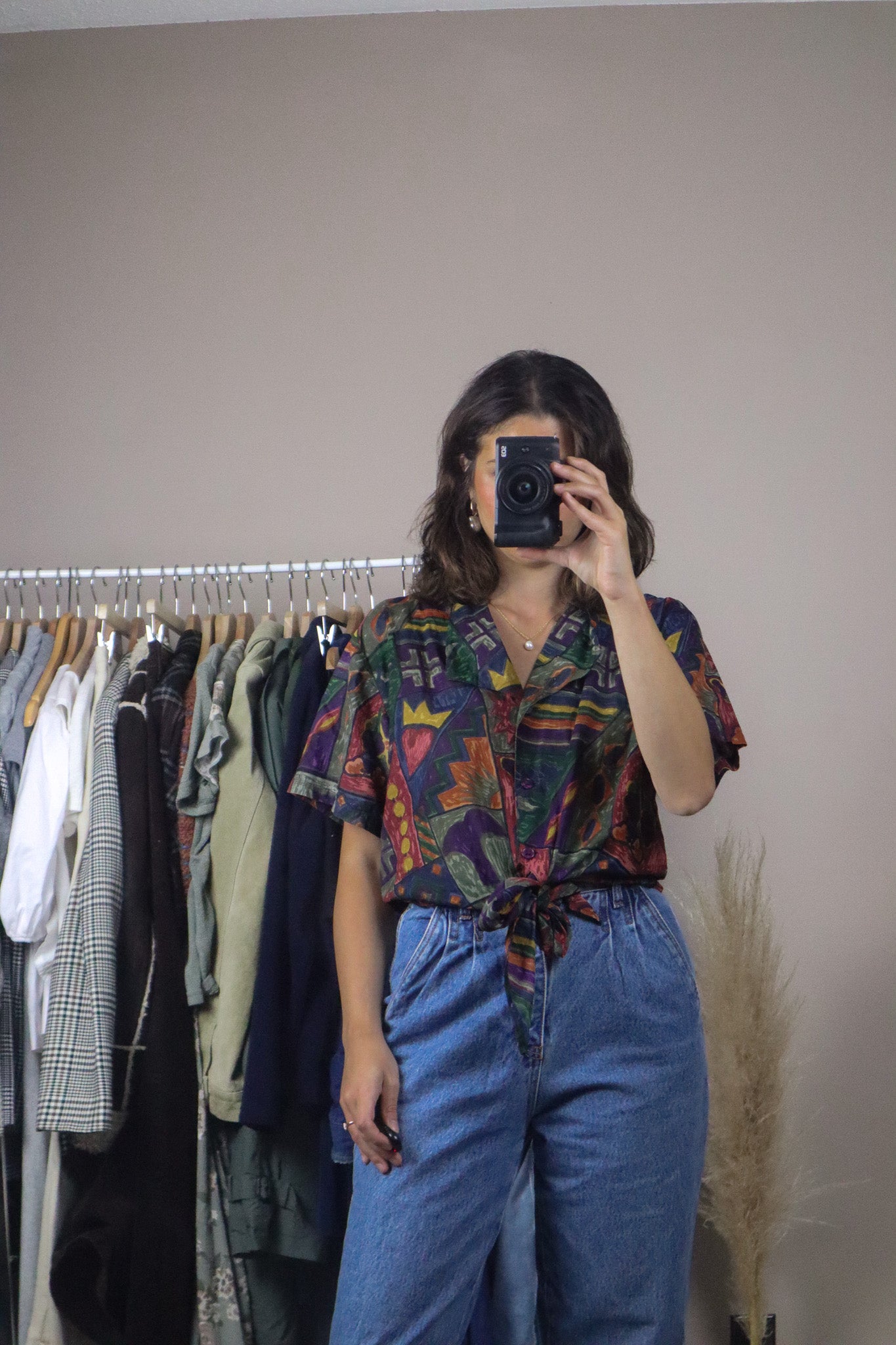 Vintage x Patterned Blouse (M)
