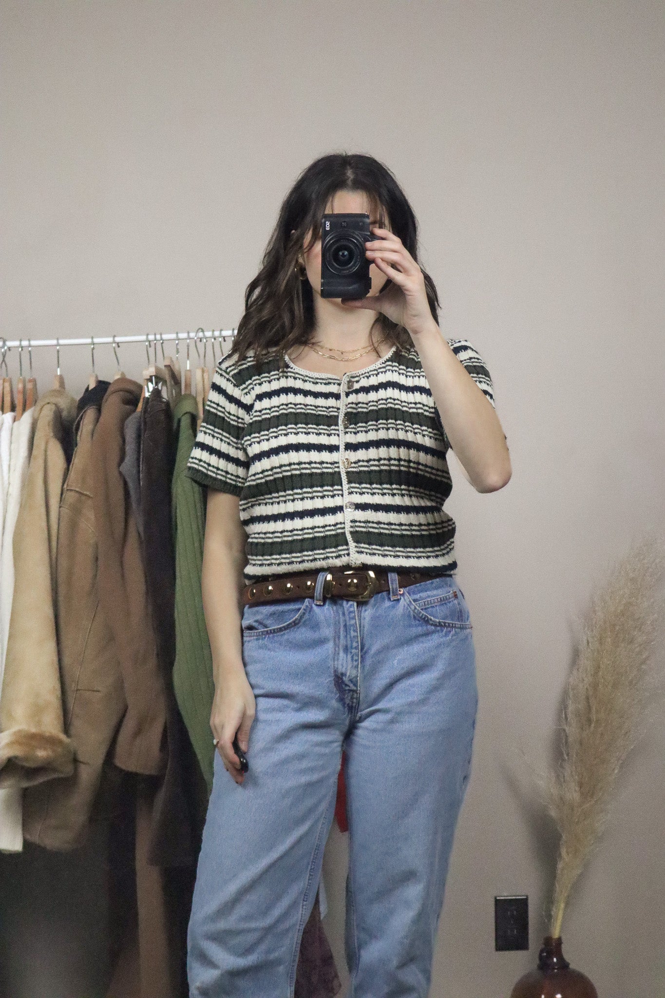 Made in USA x Vintage x Striped Short Sleeve Knit (M)