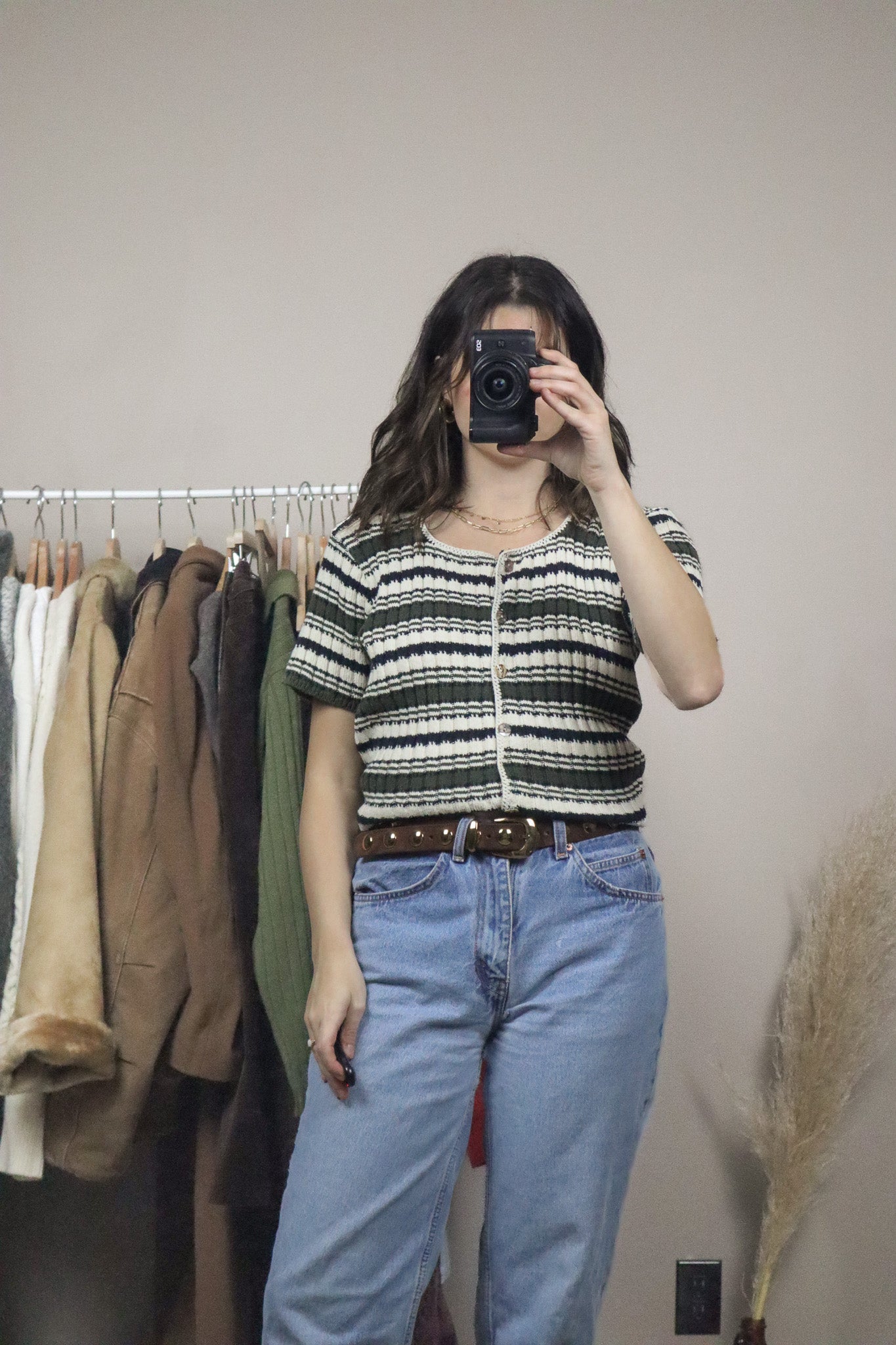 Made in USA x Vintage x Striped Short Sleeve Knit (M)