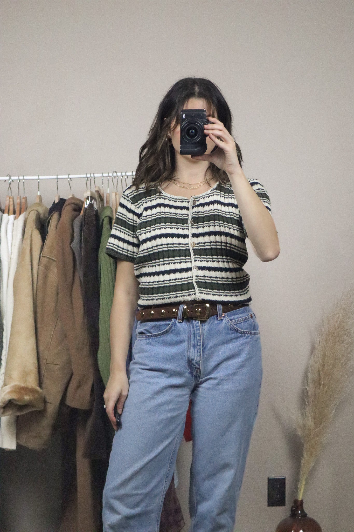 Made in USA x Vintage x Striped Short Sleeve Knit (M)