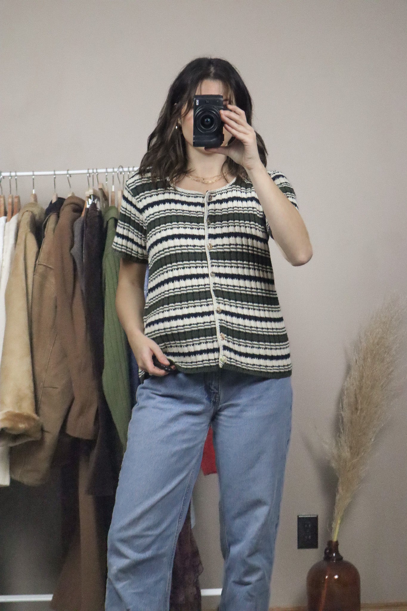 Made in USA x Vintage x Striped Short Sleeve Knit (M)