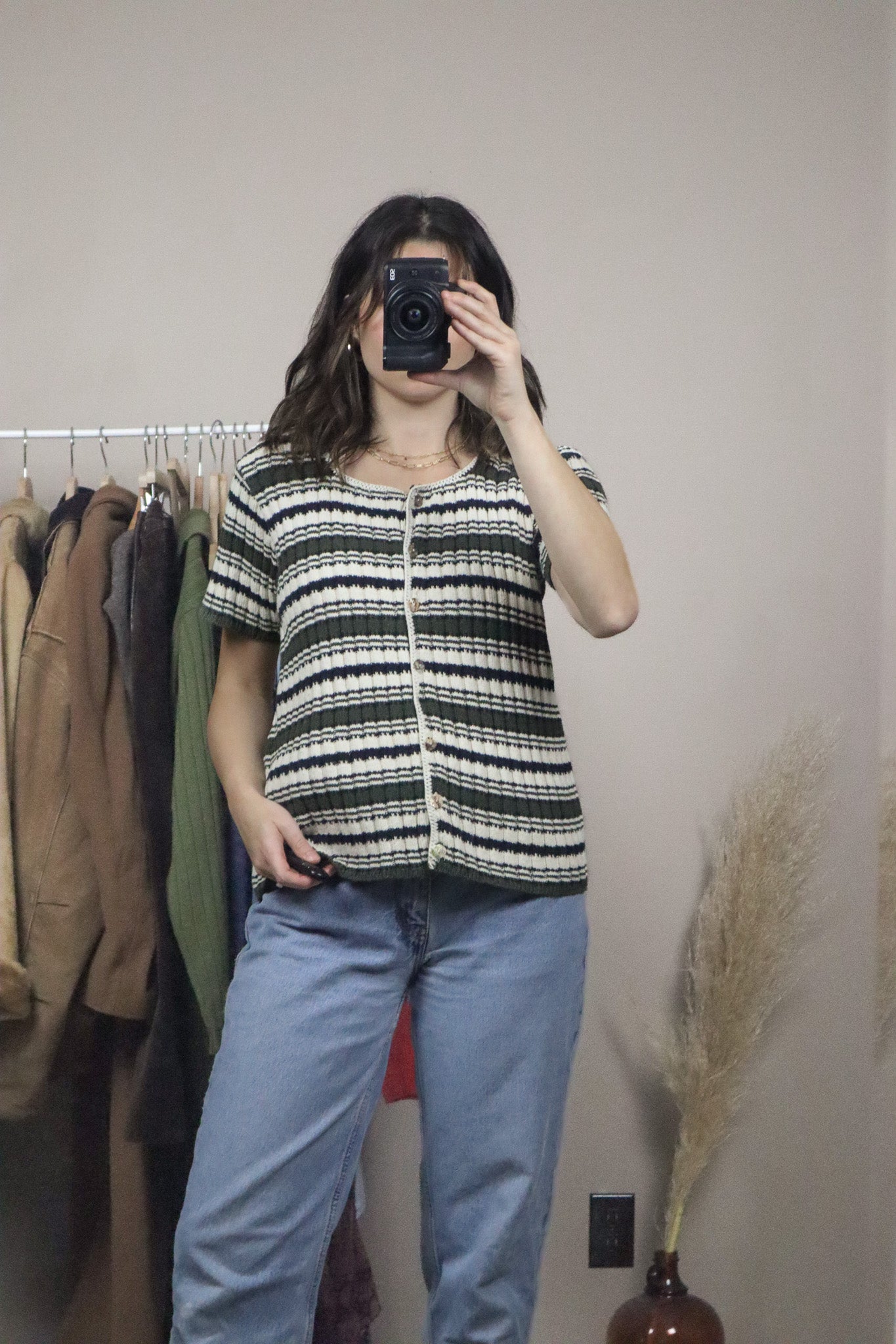 Made in USA x Vintage x Striped Short Sleeve Knit (M)