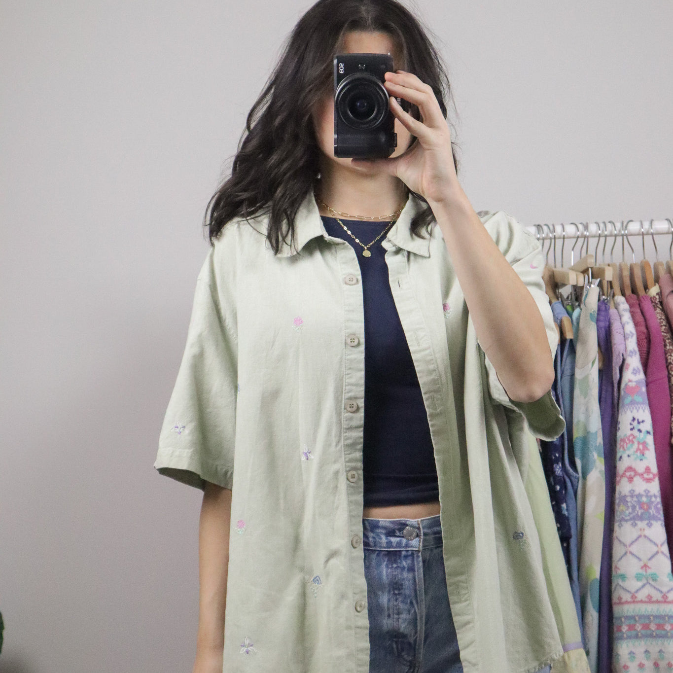 Vintage x Embroidered Cotton Button Down (XL/XXL)