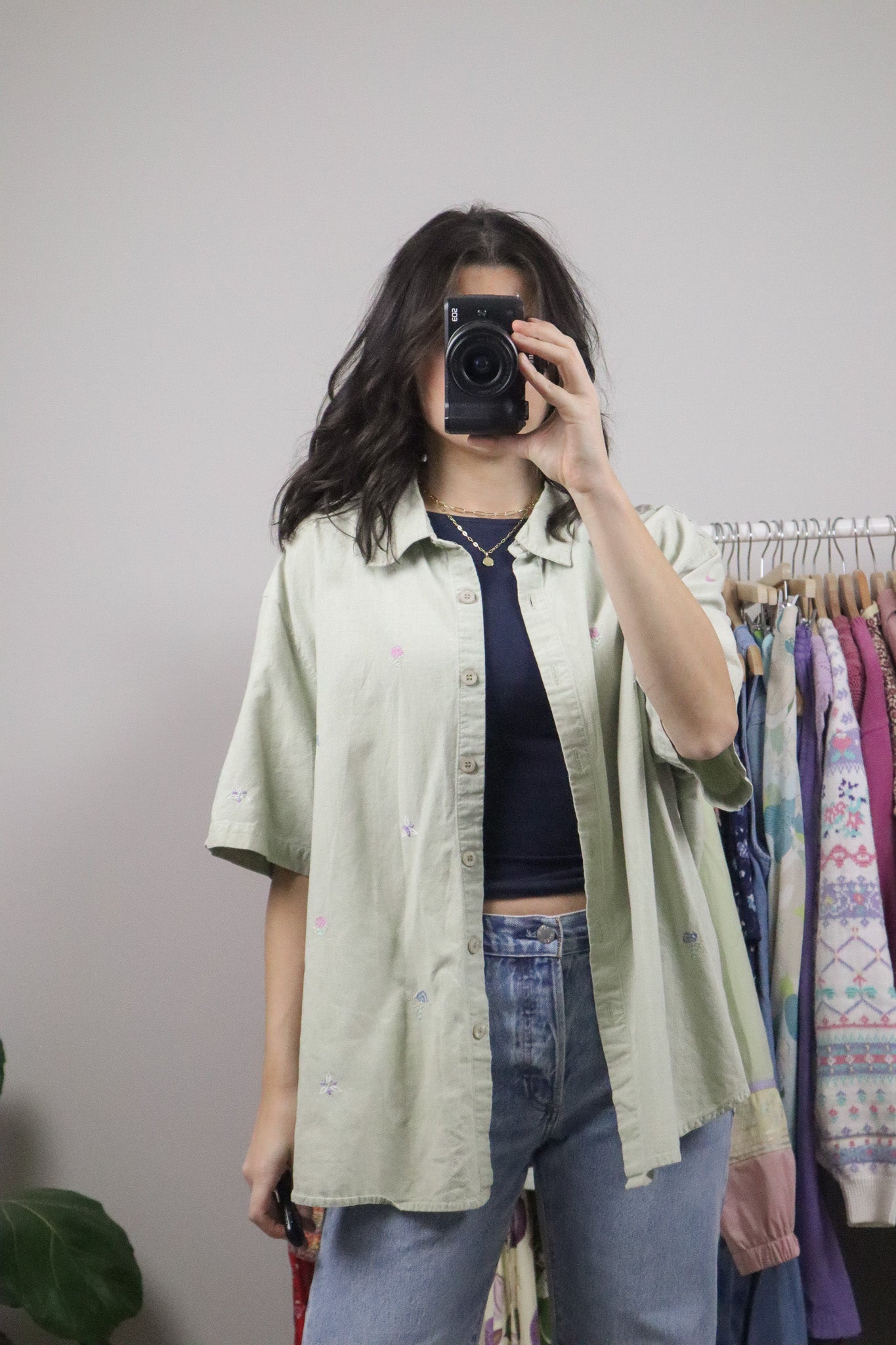 Vintage x Embroidered Cotton Button Down (XL/XXL)