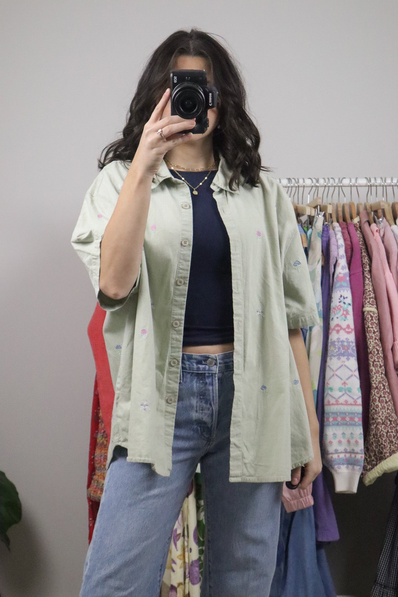 Vintage x Embroidered Cotton Button Down (XL/XXL)