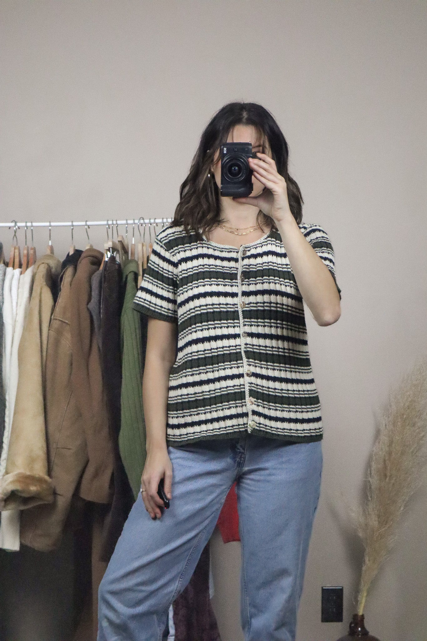 Made in USA x Vintage x Striped Short Sleeve Knit (M)