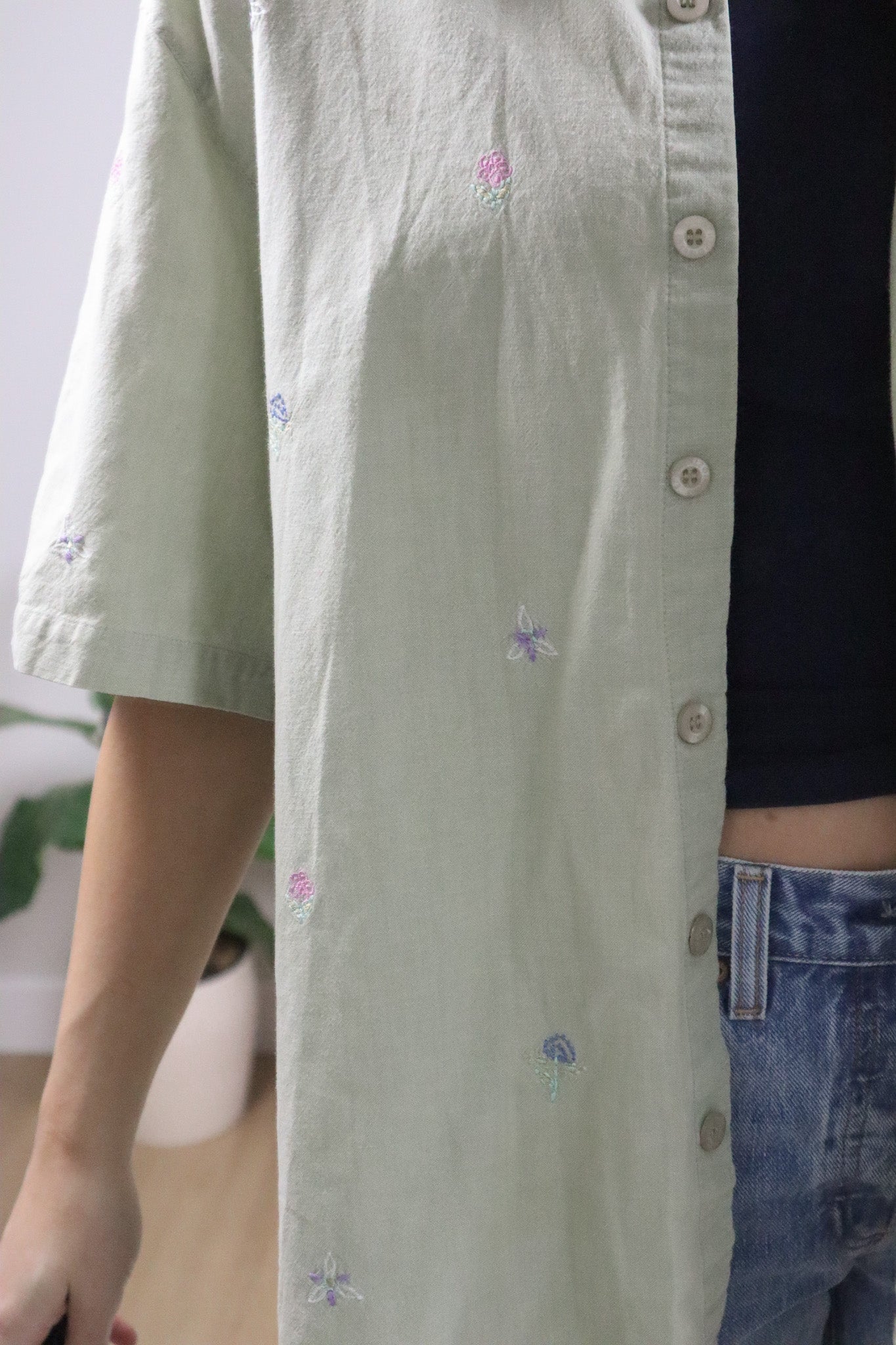 Vintage x Embroidered Cotton Button Down (XL/XXL)