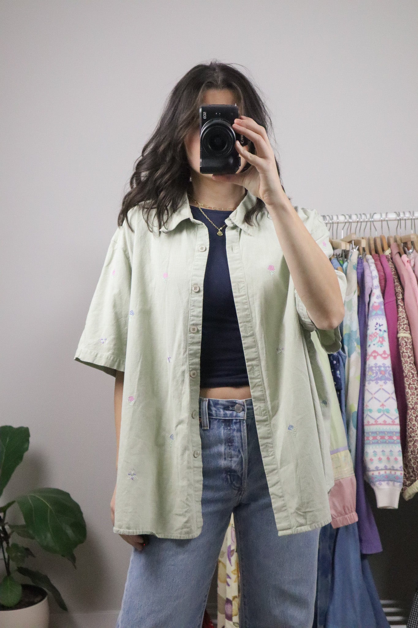 Vintage x Embroidered Cotton Button Down (XL/XXL)