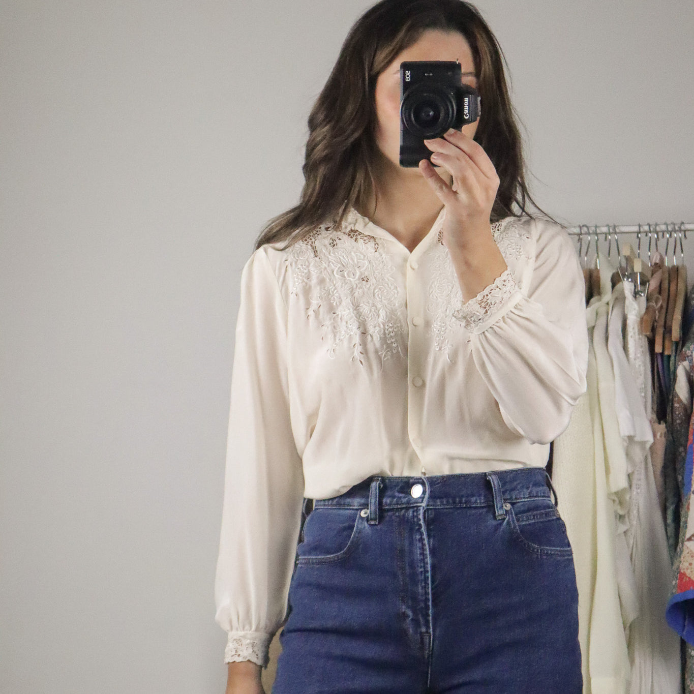 Vintage x Silk Lace Blouse (XS)