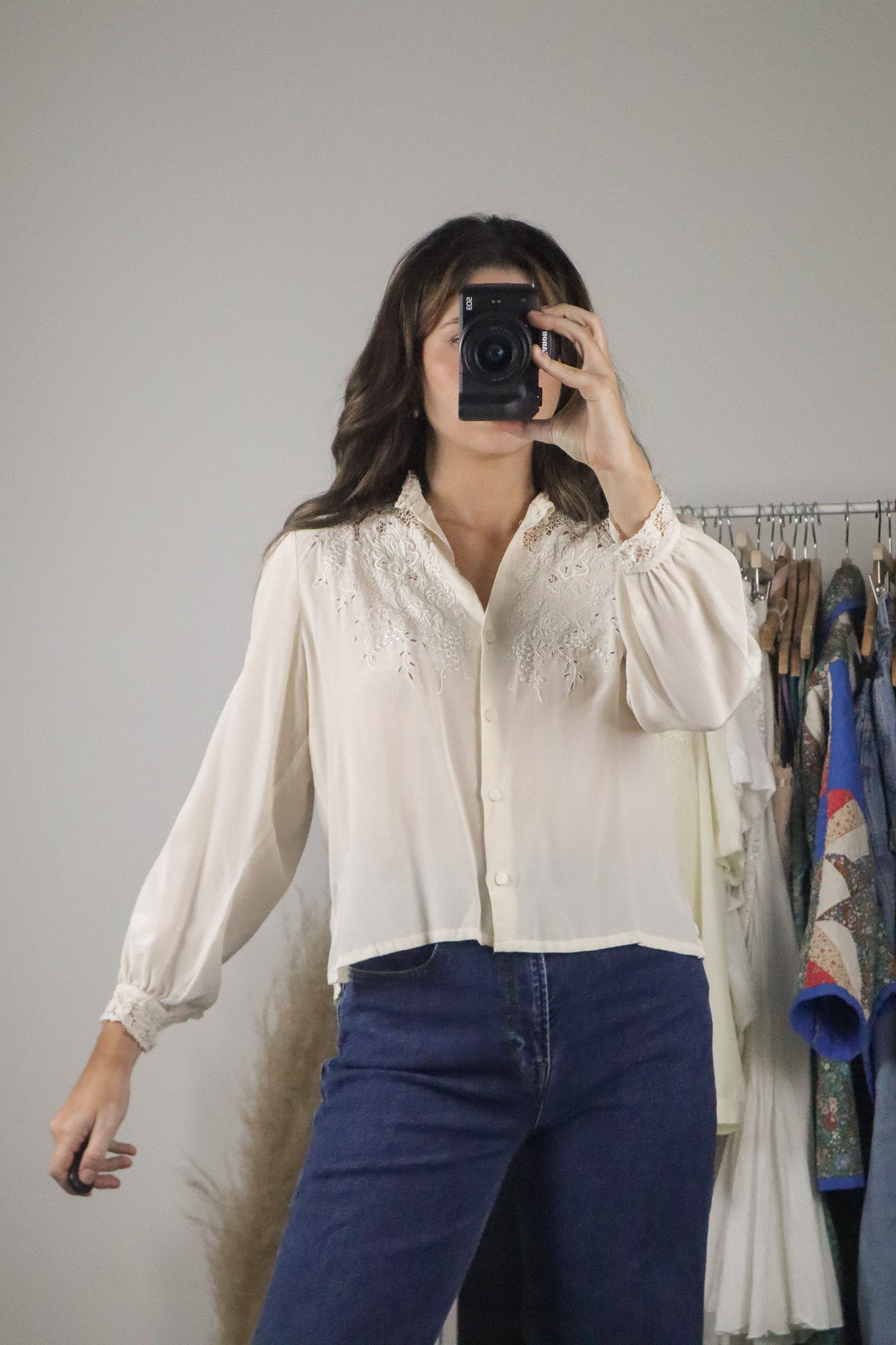 Vintage x Silk Lace Blouse (XS)