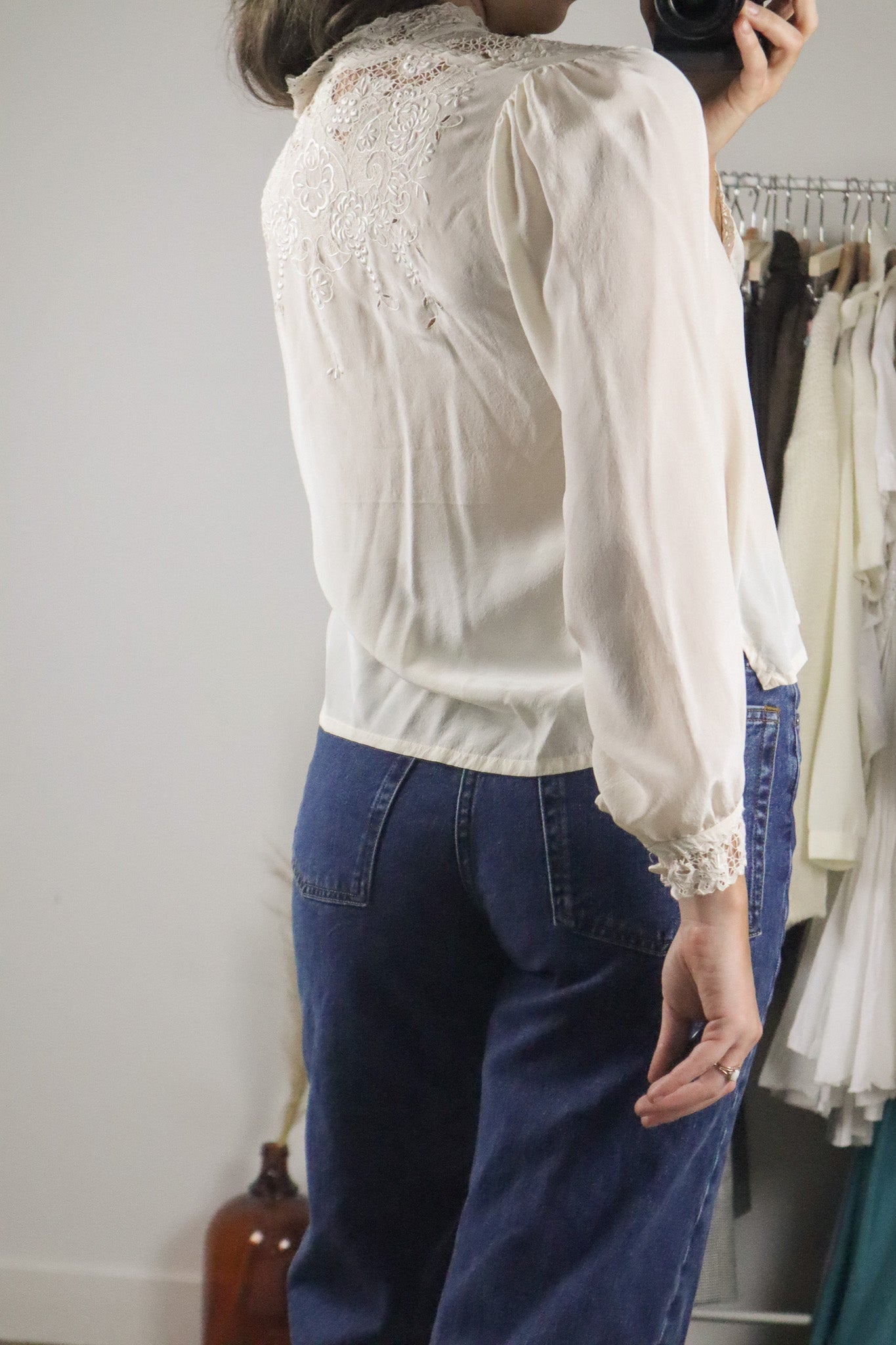 Vintage x Silk Lace Blouse (XS)