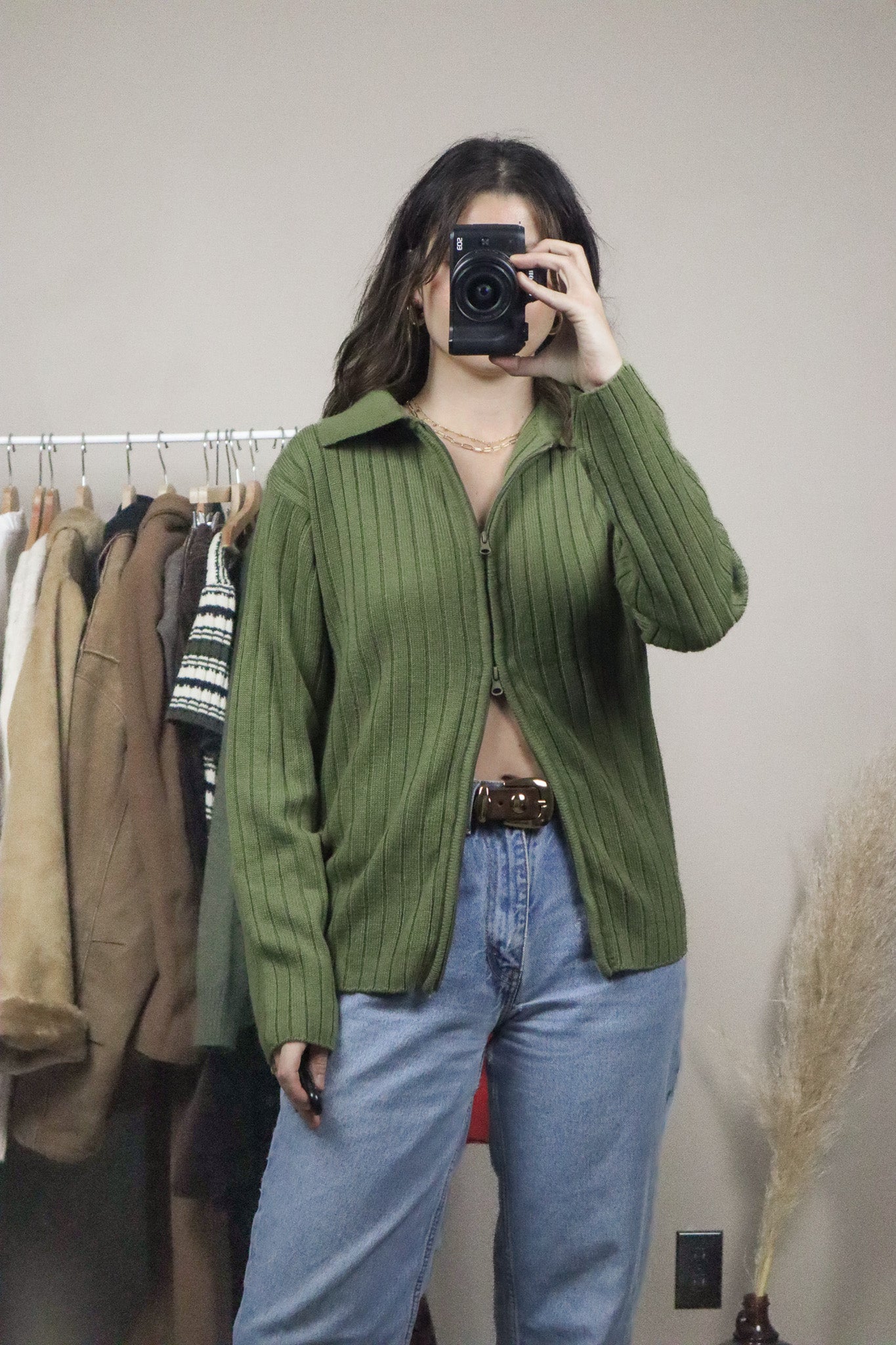 Vintage x Zip-Up Collar Sweater (S/M)