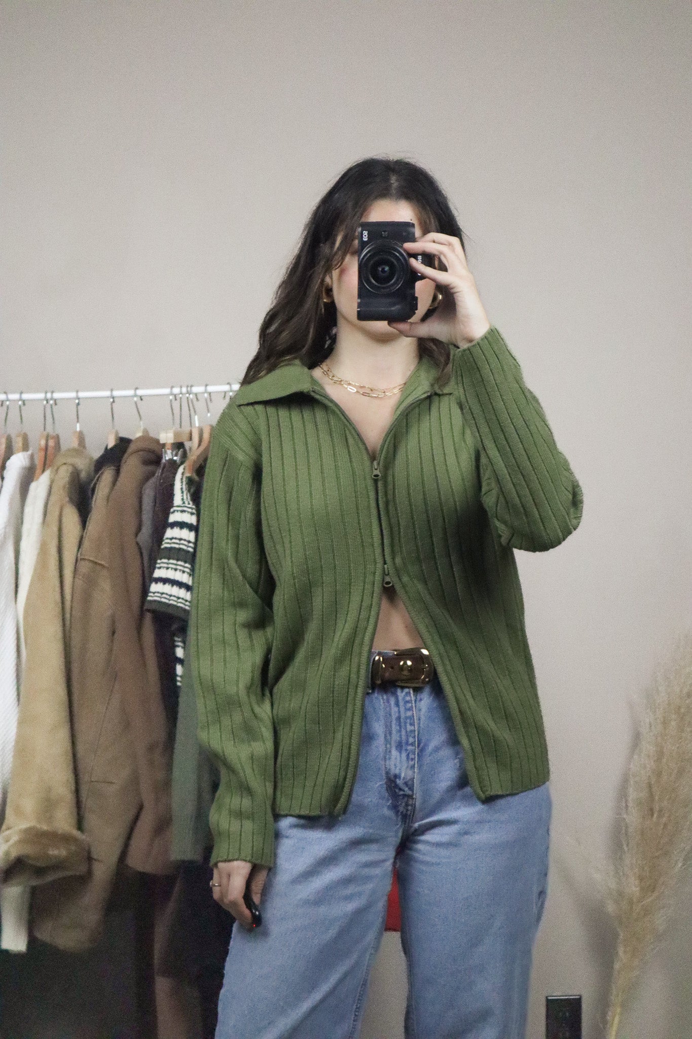 Vintage x Zip-Up Collar Sweater (S/M)