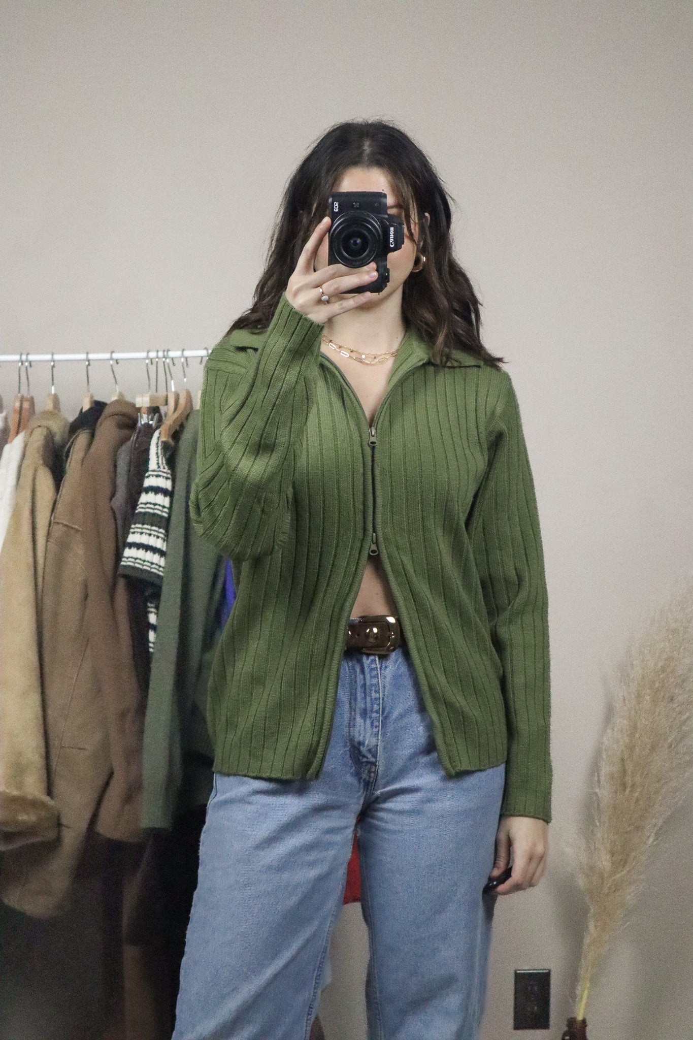 Vintage x Zip-Up Collar Sweater (S/M)