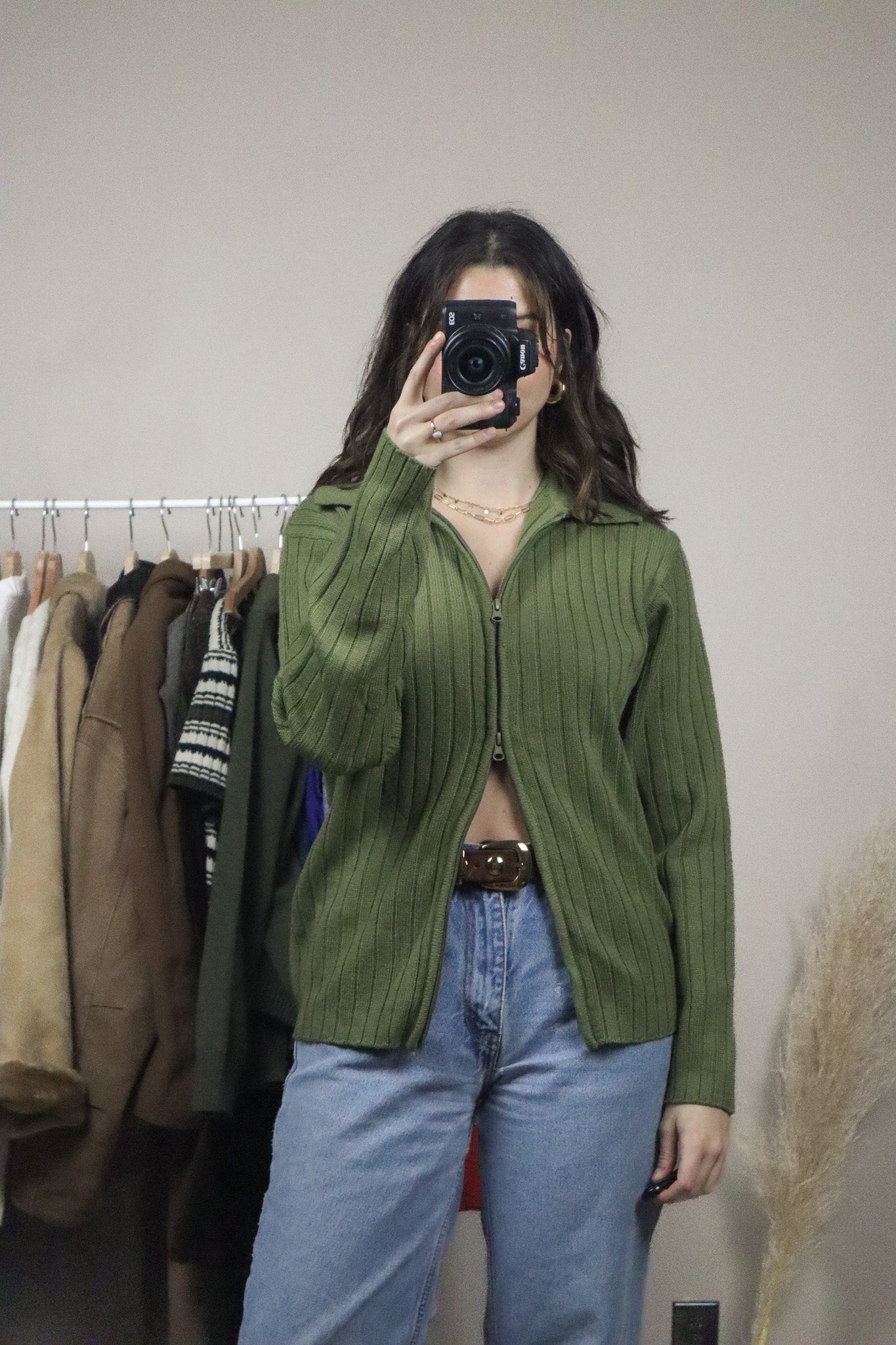Vintage x Zip-Up Collar Sweater (S/M)