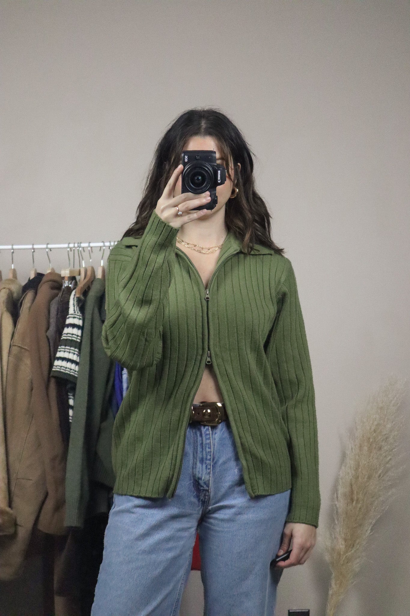 Vintage x Zip-Up Collar Sweater (S/M)