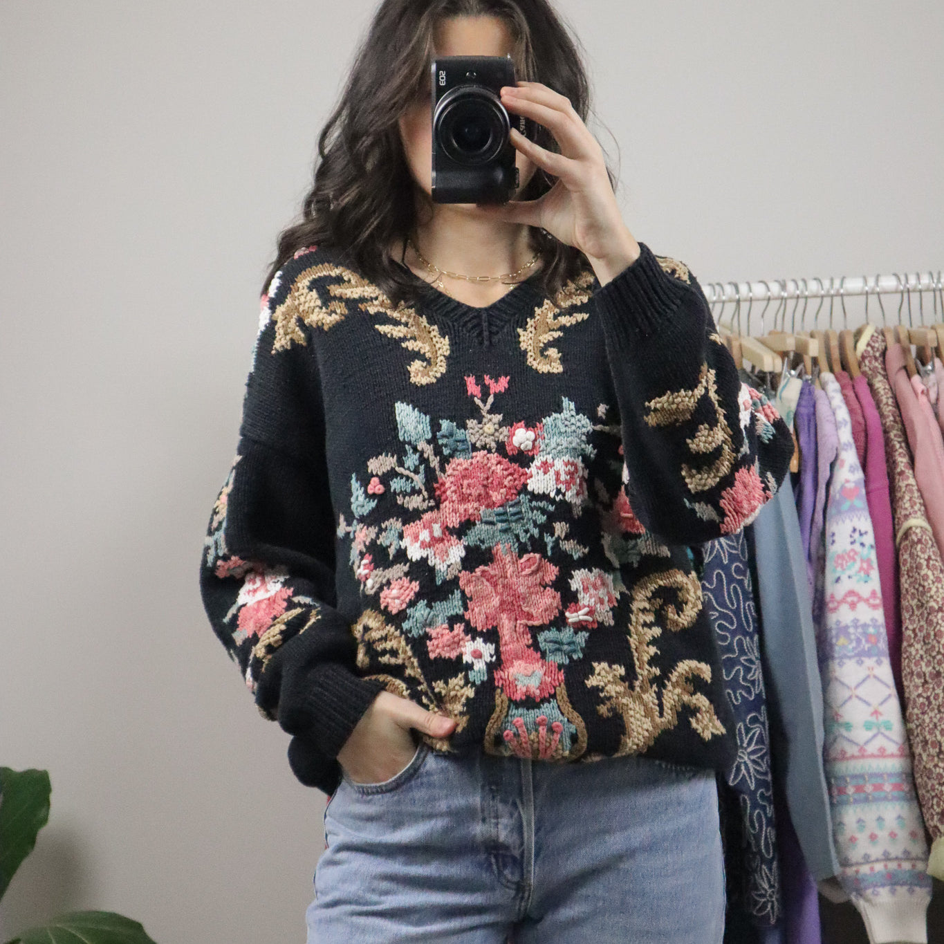 Vintage x Hand Knit Graphic Chunky Knit (M/L)